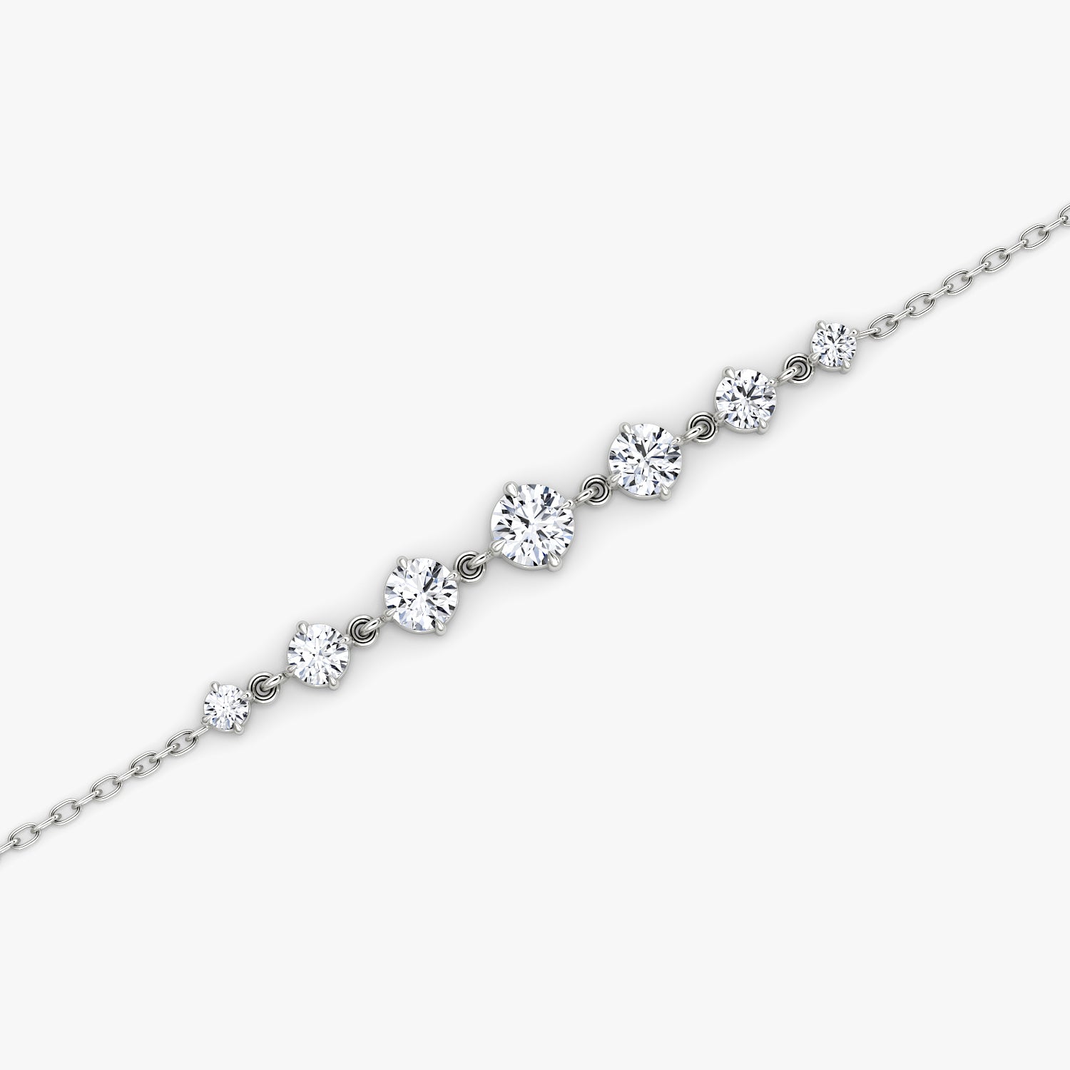 Graduated Round Brilliant Diamond Linked Tennis Bracelet in 14K Solid Gold