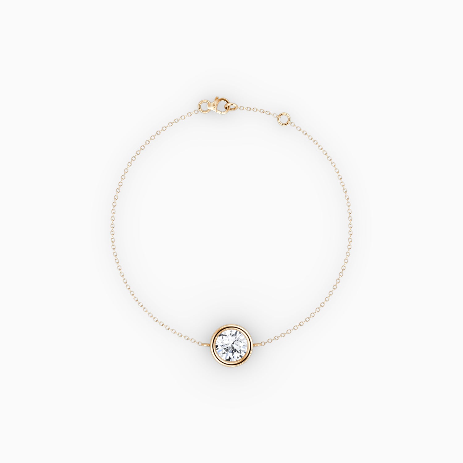 Bezel Set Solitaire Bracelet in 14K Gold – Elegant Minimalist Diamond Chain Bracelet