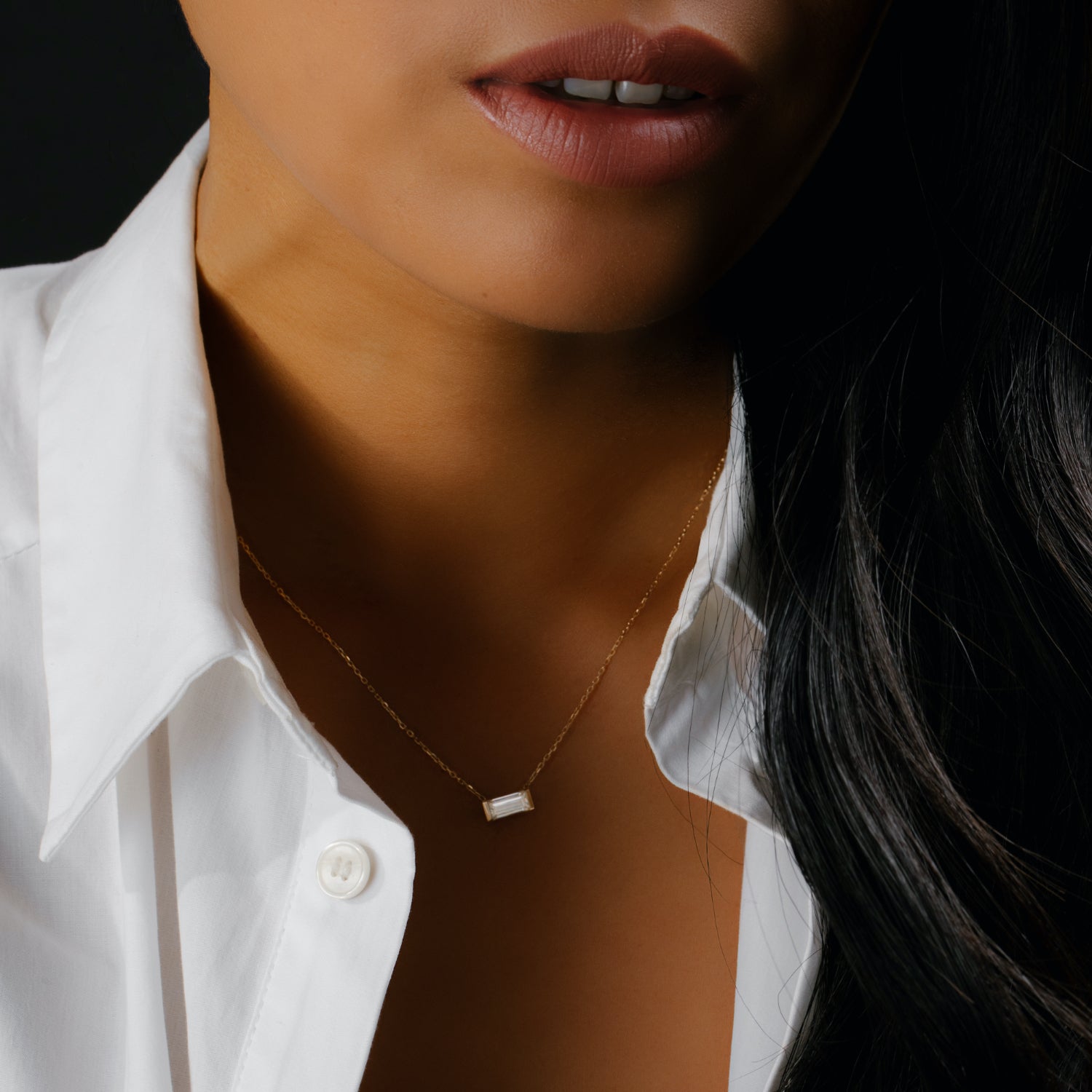 Baguette Semi-Bezel Necklace
