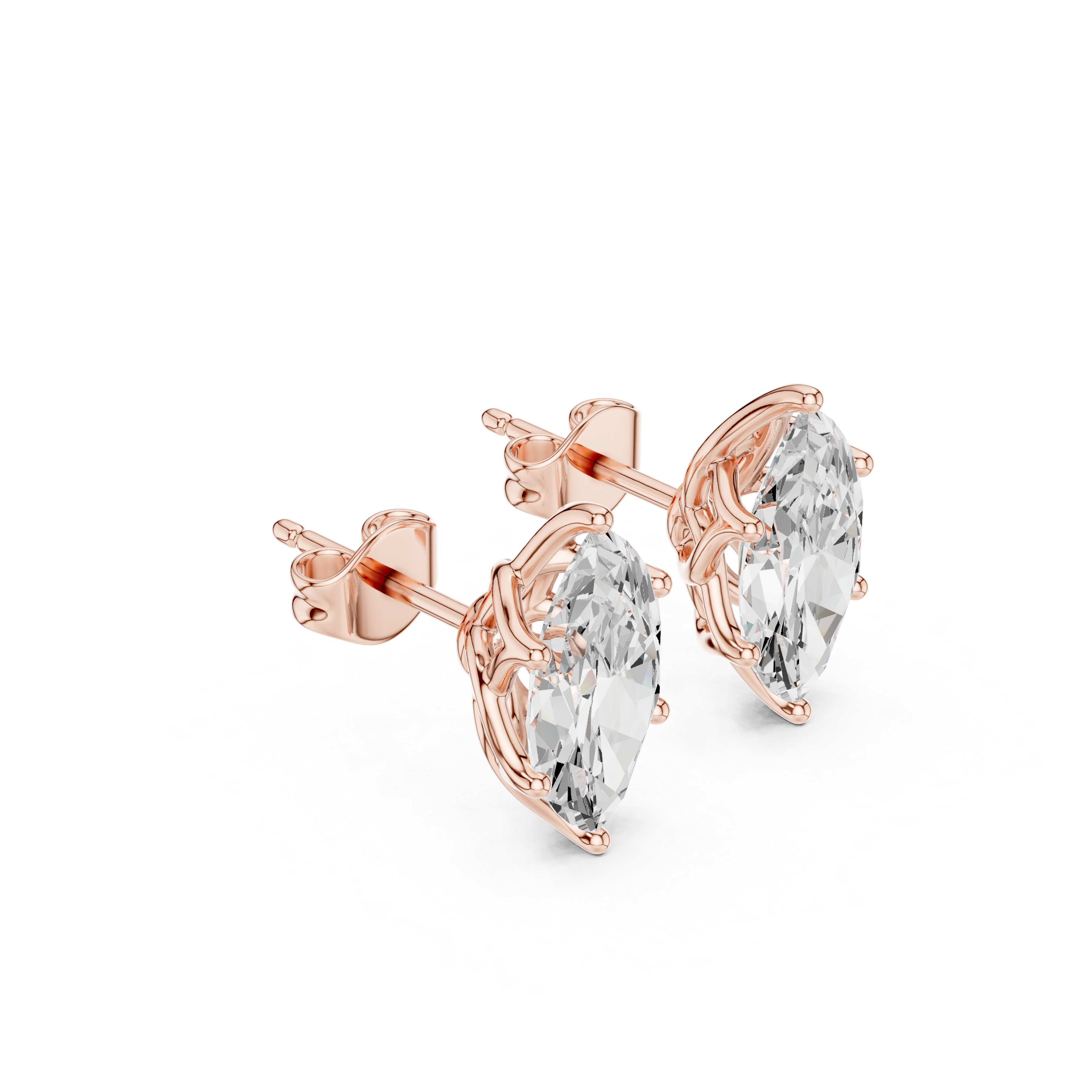 2.50 CT Marquise Cut Moissanite Diamond Stud Earrings in Solid Gold
