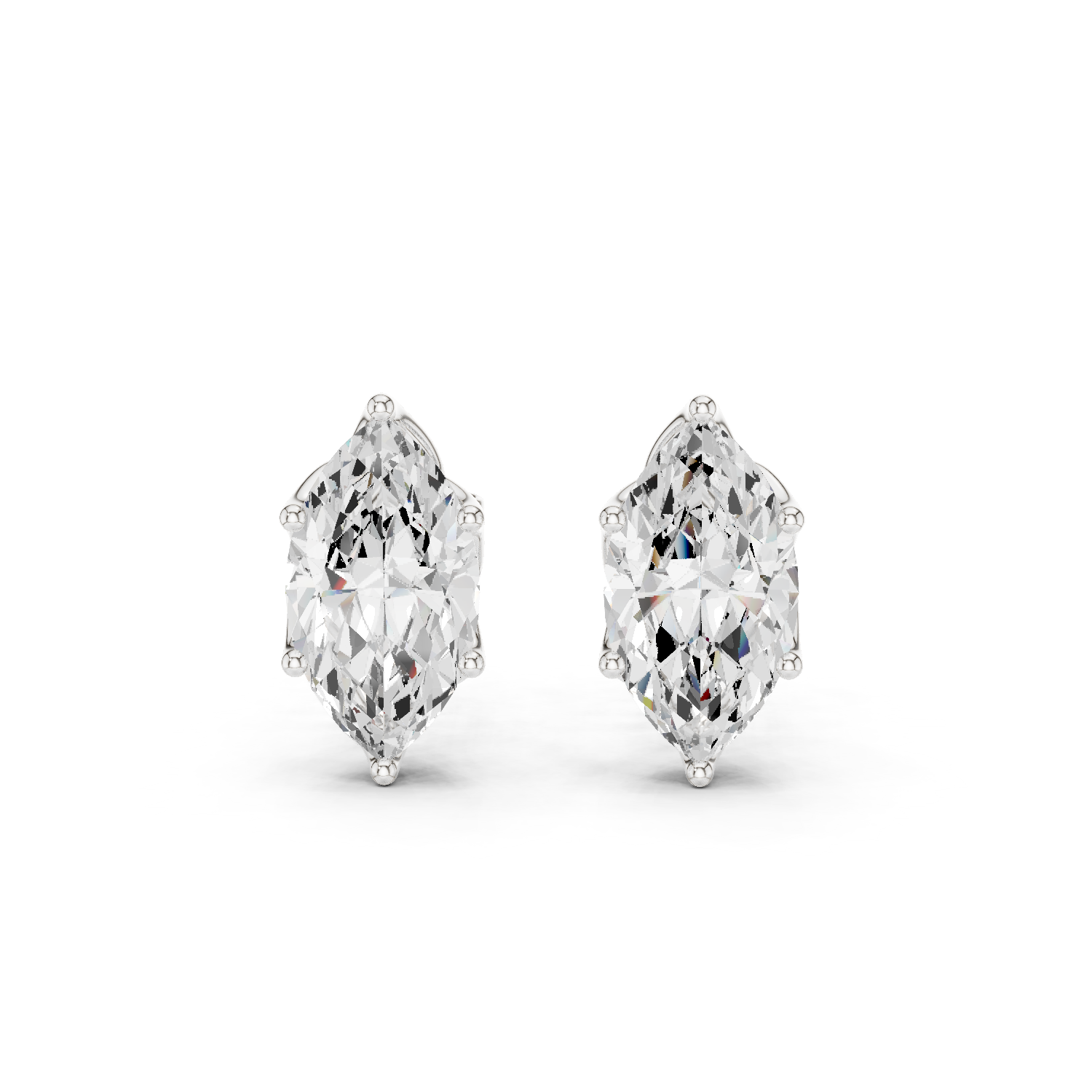 2.50 CT Marquise Cut Moissanite Diamond Stud Earrings in Solid Gold