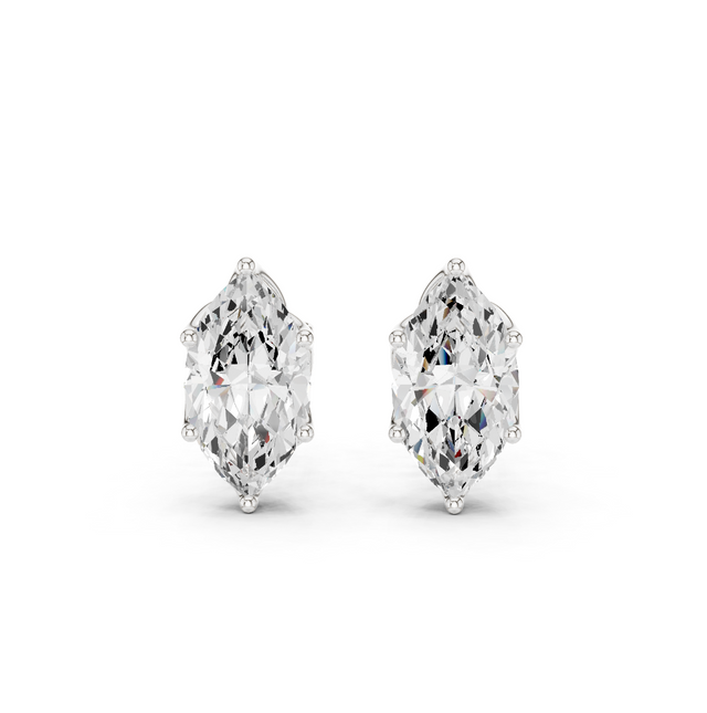 2.50 CT Marquise Cut Moissanite Diamond Stud Earrings in Solid Gold