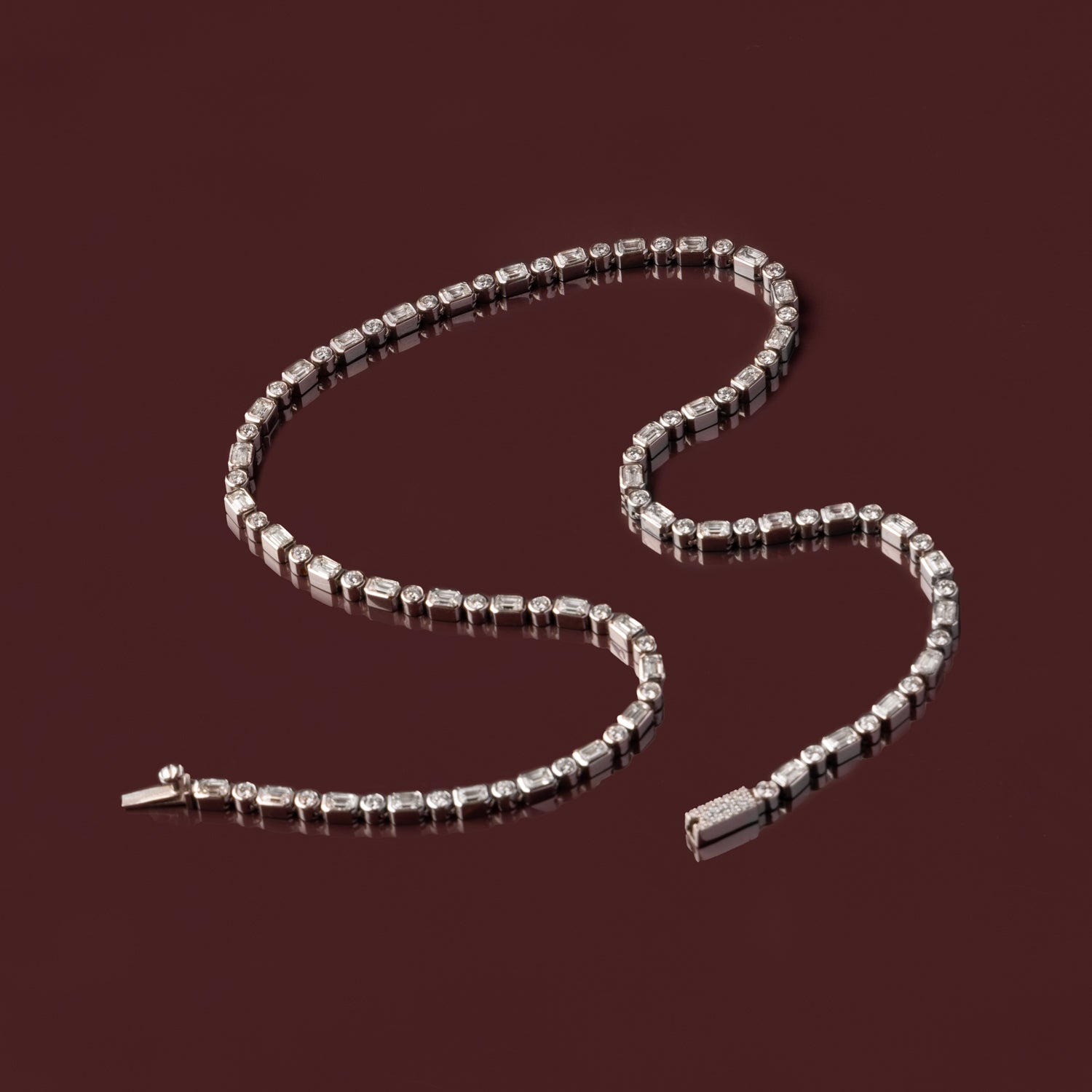 Mixed Bezel Tennis Necklace