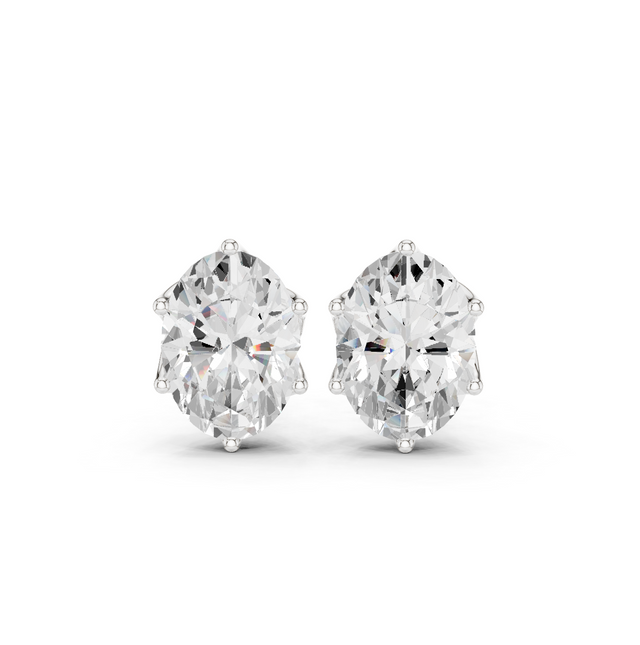 Oval Cut Moissanite Diamond Stud Earrings in Solid Gold | Elegant Premium Solitaire Fine Jewelry