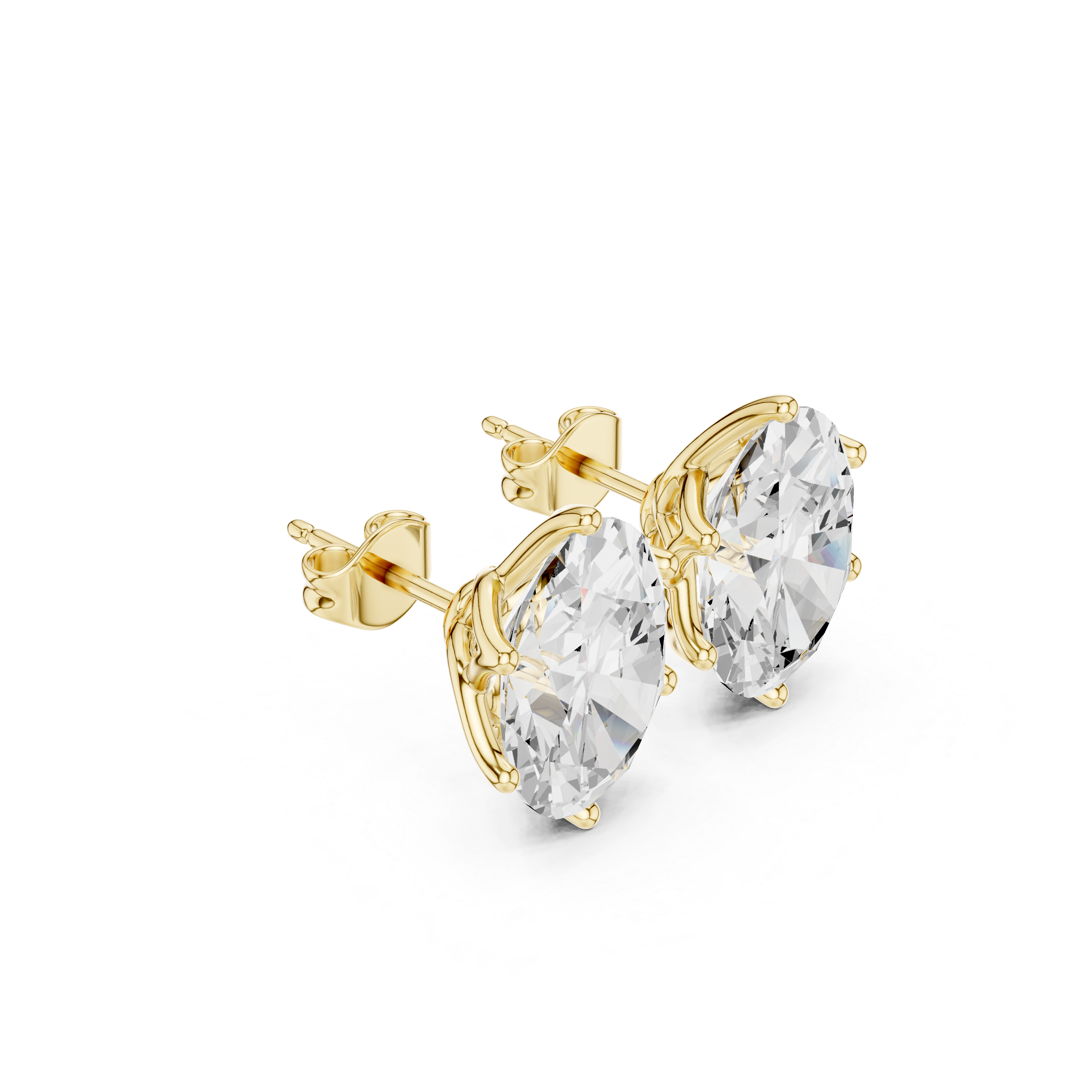 Oval Cut Moissanite Diamond Stud Earrings in Solid Gold | Elegant Premium Solitaire Fine Jewelry