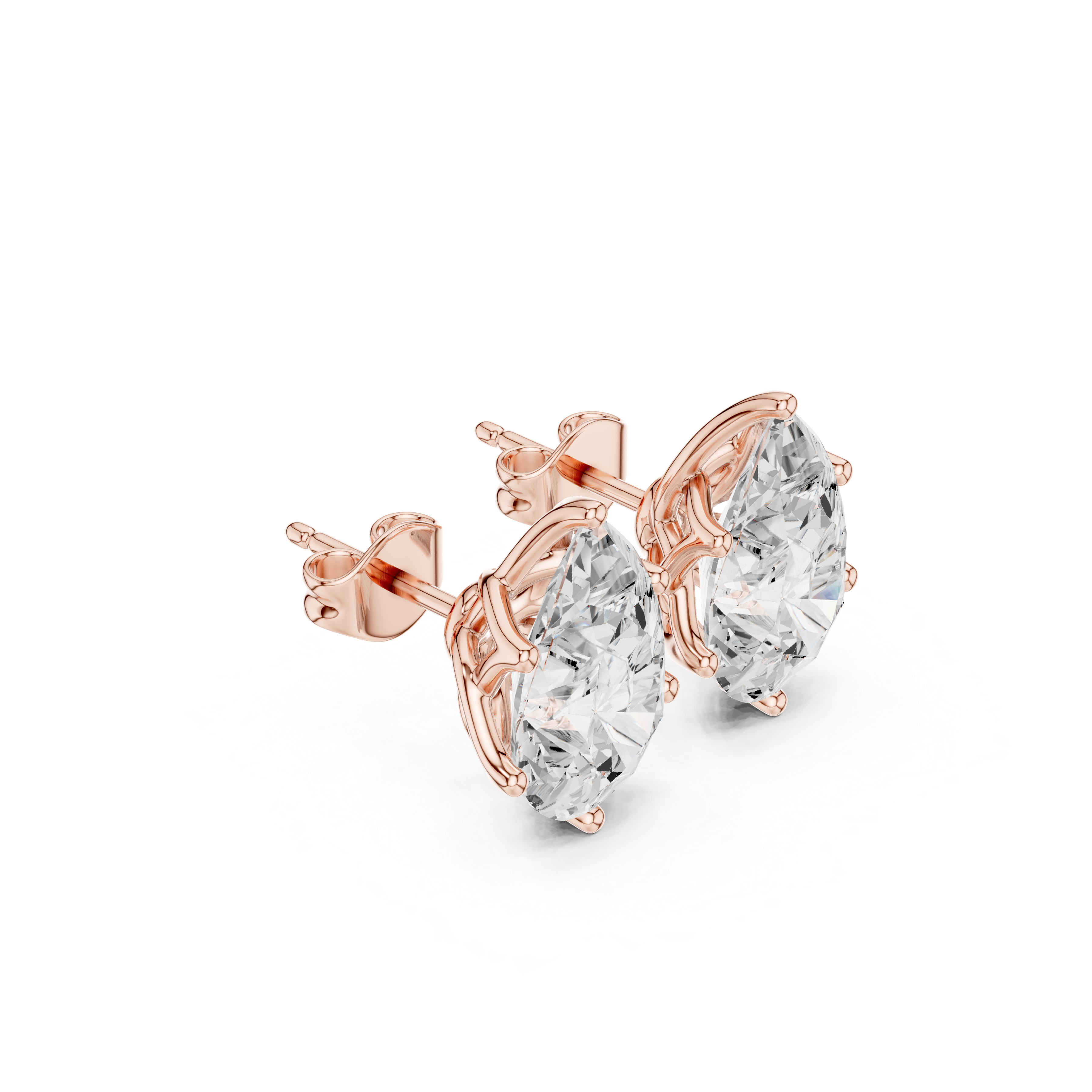 Pear Cut Moissanite Diamond Stud Earrings in Solid Gold | Elegant Premium Solitaire Fine Jewelry