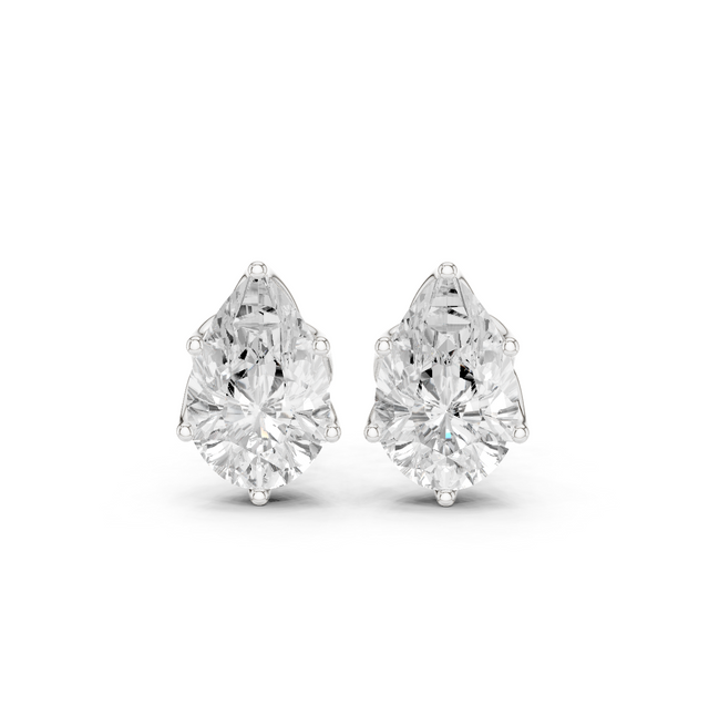 Pear Cut Moissanite Diamond Stud Earrings in Solid Gold | Elegant Premium Solitaire Fine Jewelry