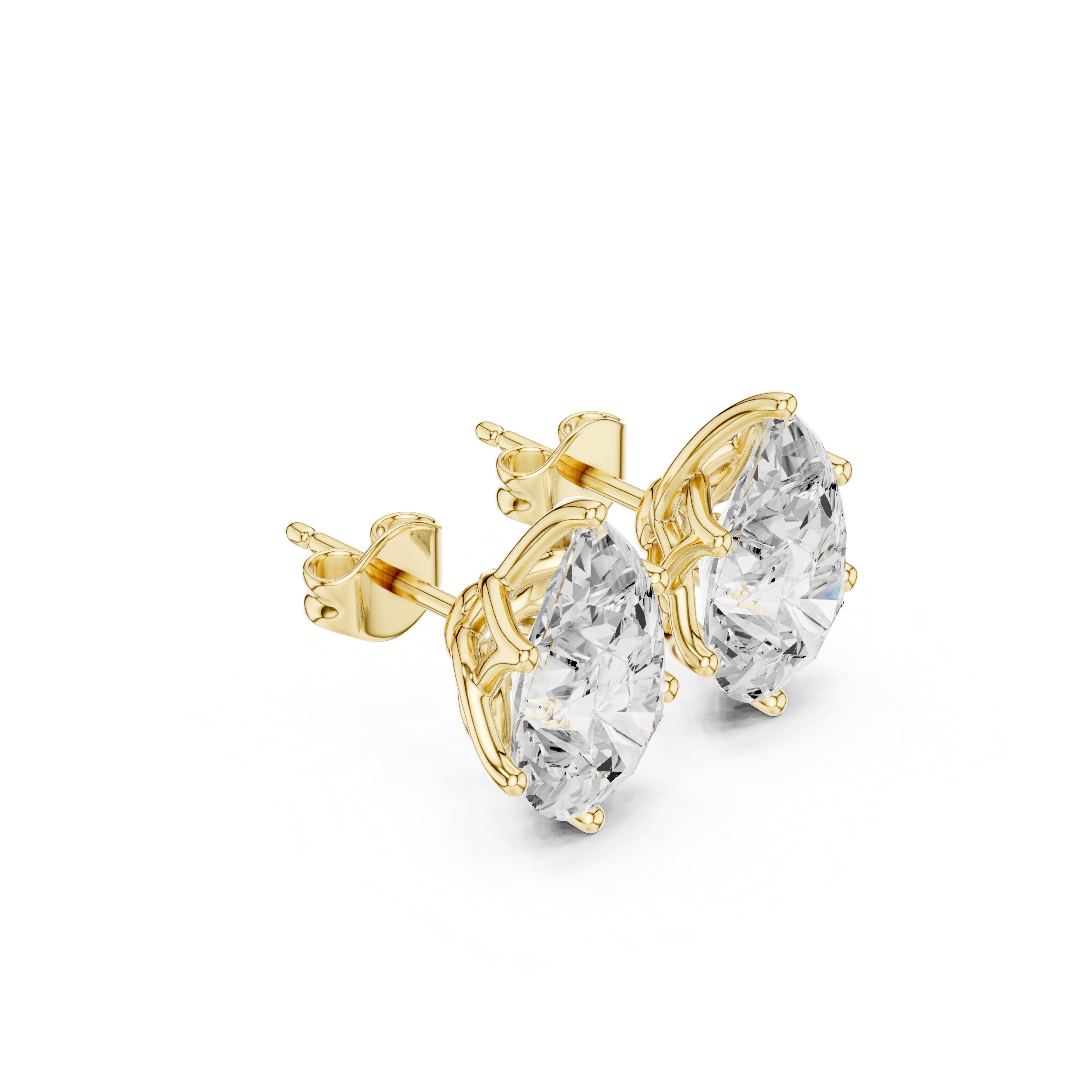 Pear Cut Moissanite Diamond Stud Earrings in Solid Gold | Elegant Premium Solitaire Fine Jewelry