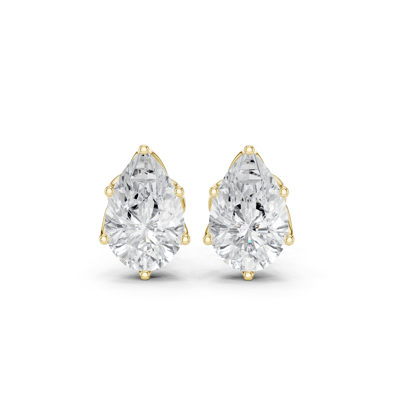 Pear Cut Moissanite Diamond Stud Earrings in Solid Gold | Elegant Premium Solitaire Fine Jewelry