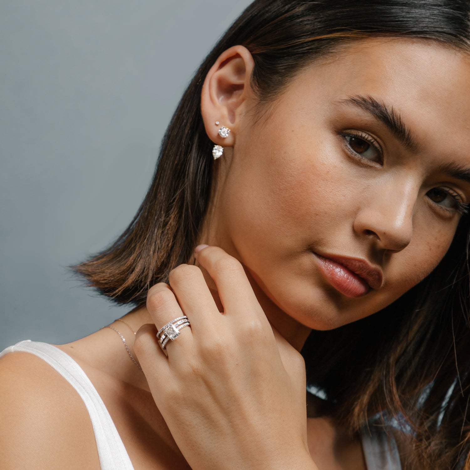 Solitaire Stud Ear Jacket Set