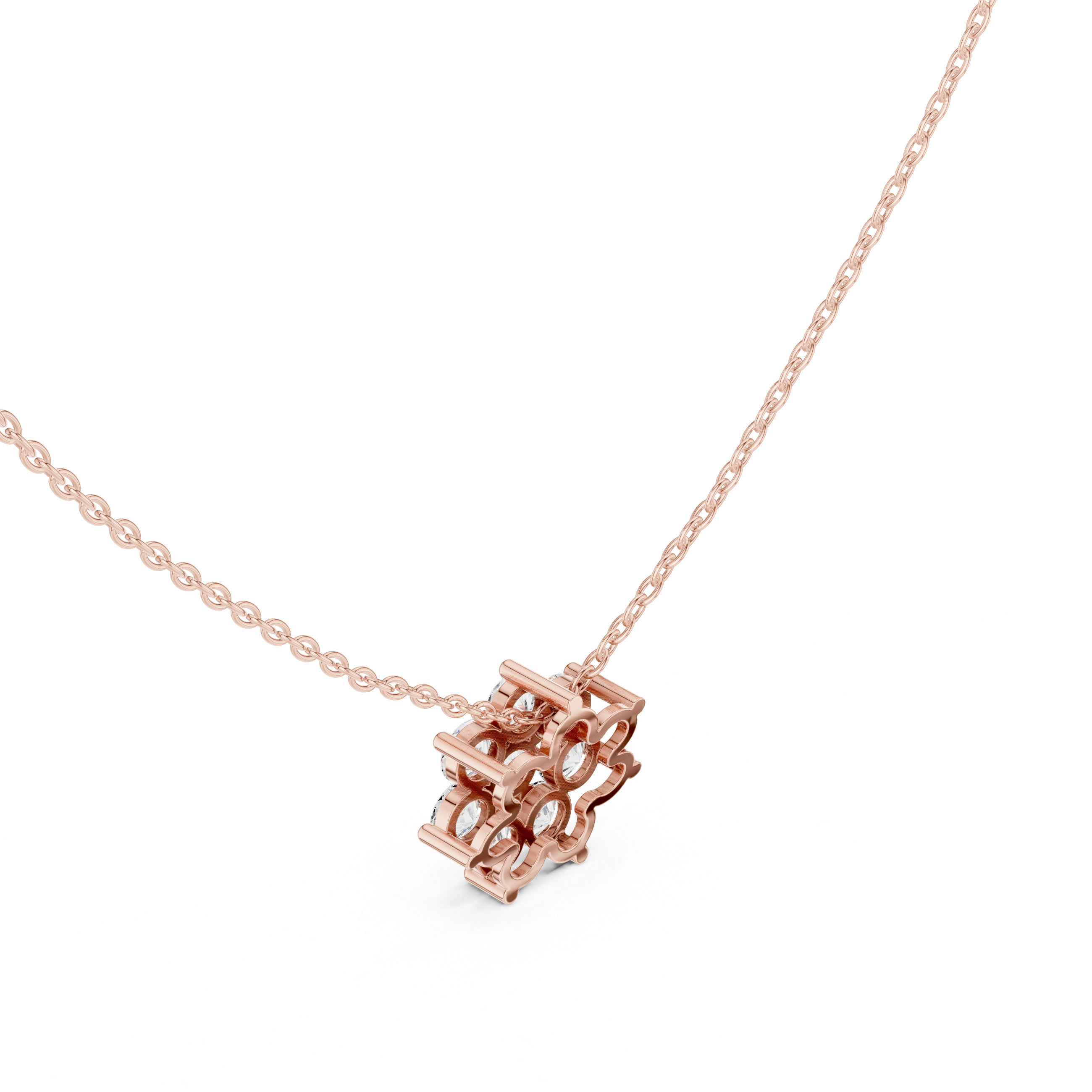 1.00 CT Round Flower Cluster Moissanite Diamond Pendant Necklace in Solid Gold