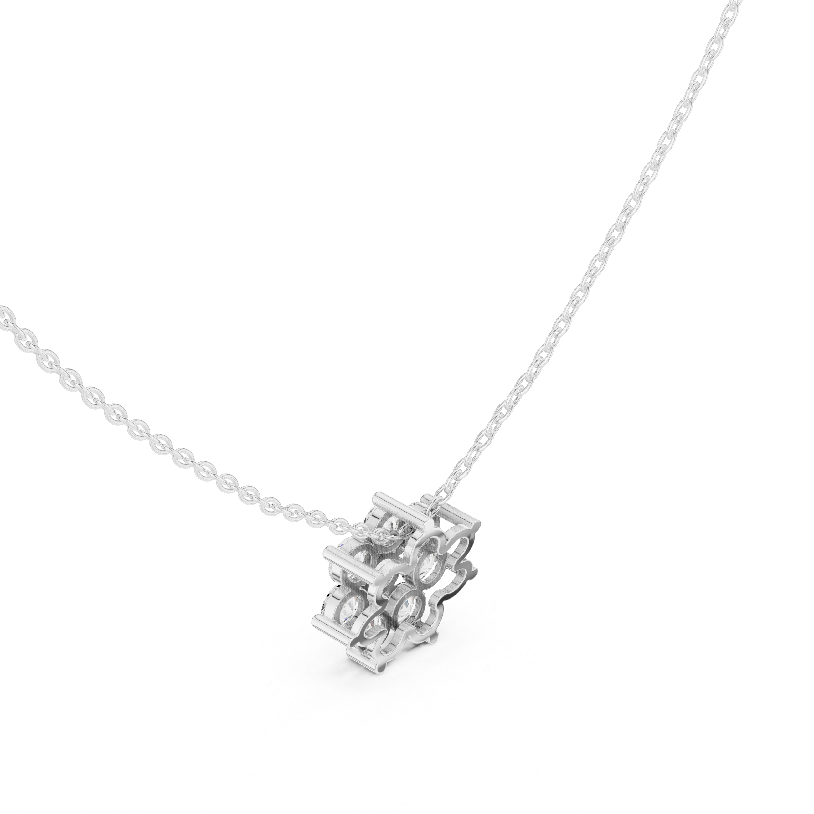 1.00 CT Round Flower Cluster Moissanite Diamond Pendant Necklace in Solid Gold