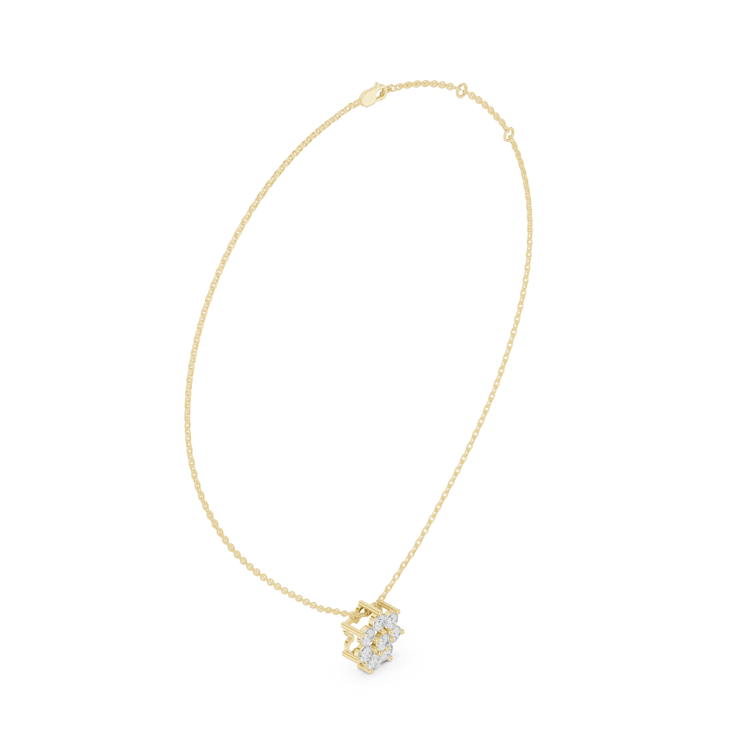 1.00 CT Round Flower Cluster Moissanite Diamond Pendant Necklace in Solid Gold