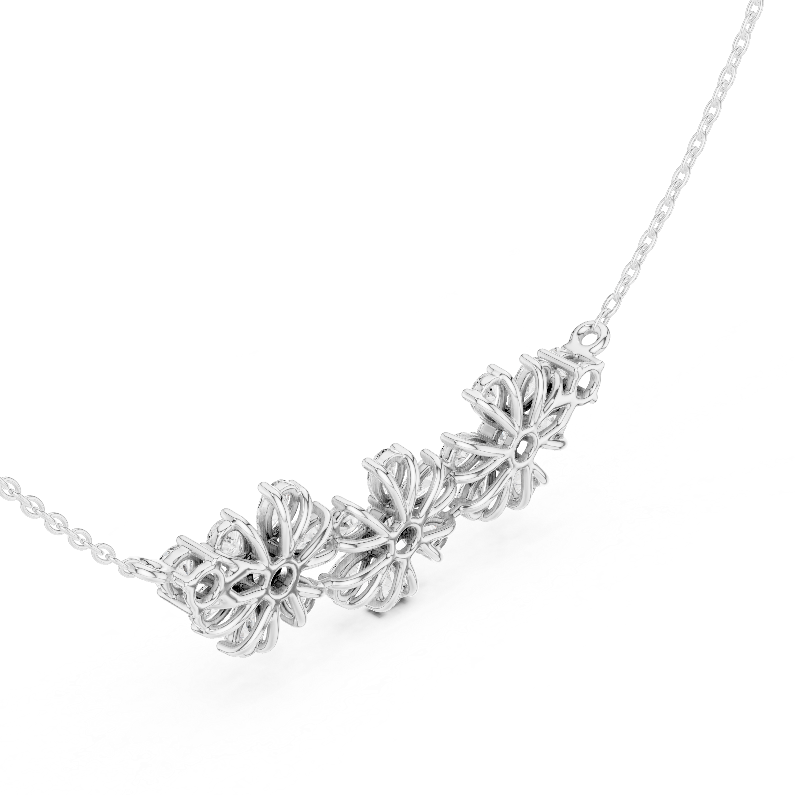 Moissanite Diamond Bow Pendant Necklace in Solid Gold