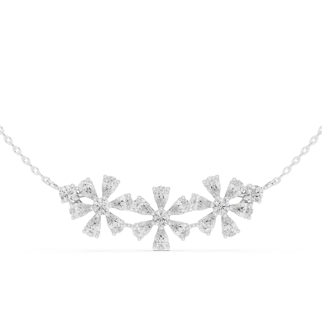 Moissanite Diamond Bow Pendant Necklace in Solid Gold