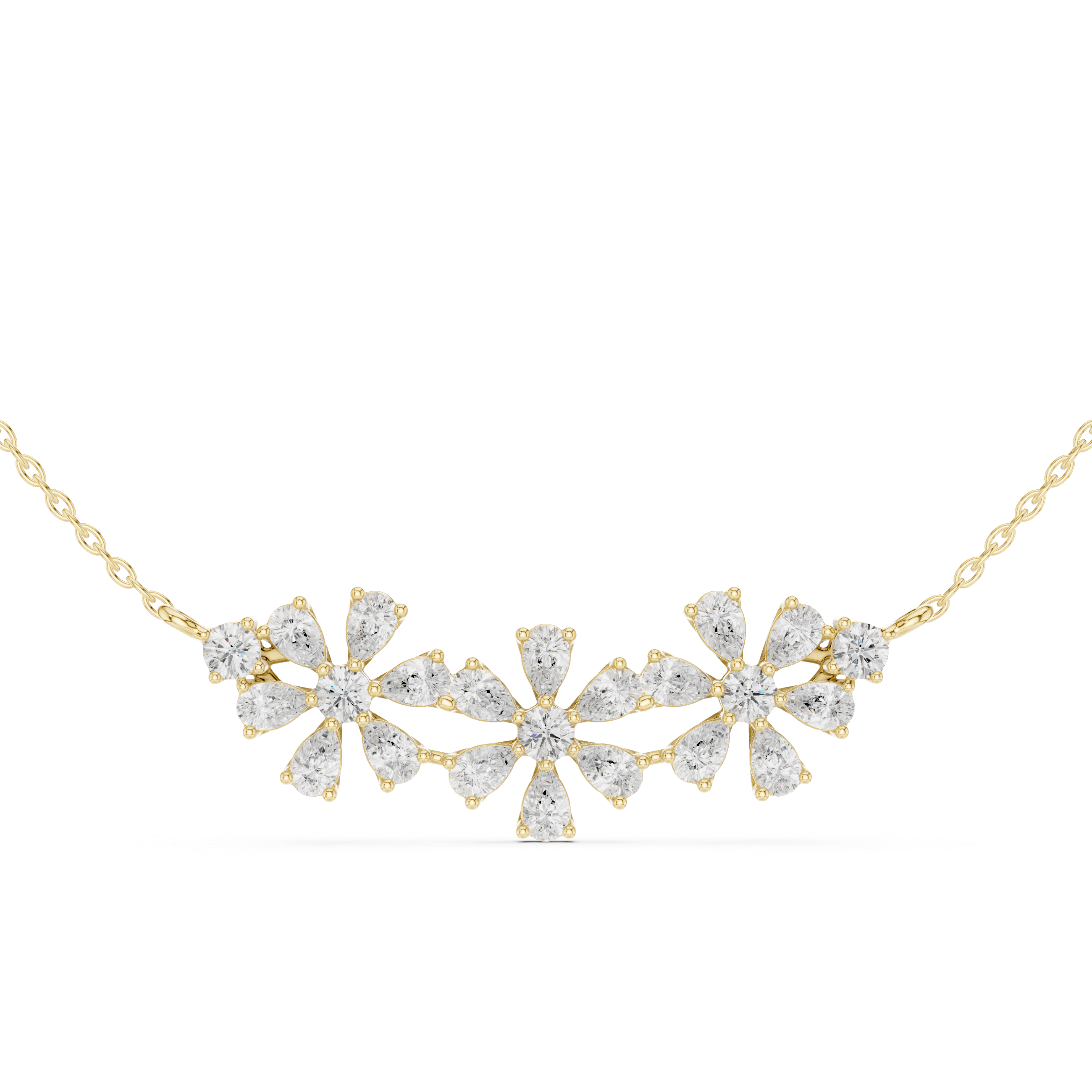 Moissanite Diamond Bow Pendant Necklace in Solid Gold