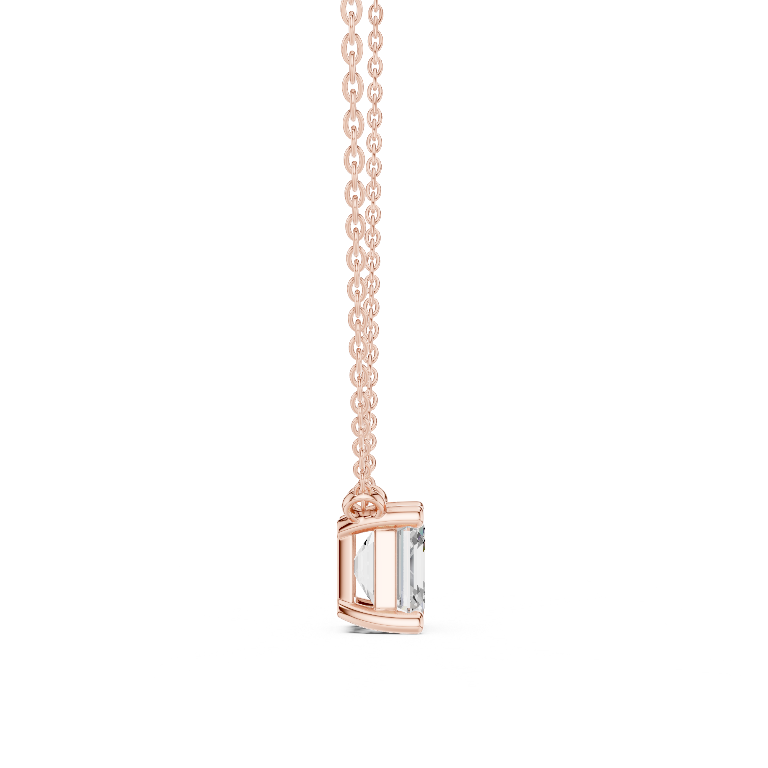 Asscher Cut Moissanite Diamond Solitaire Pendant Necklace in Solid Gold