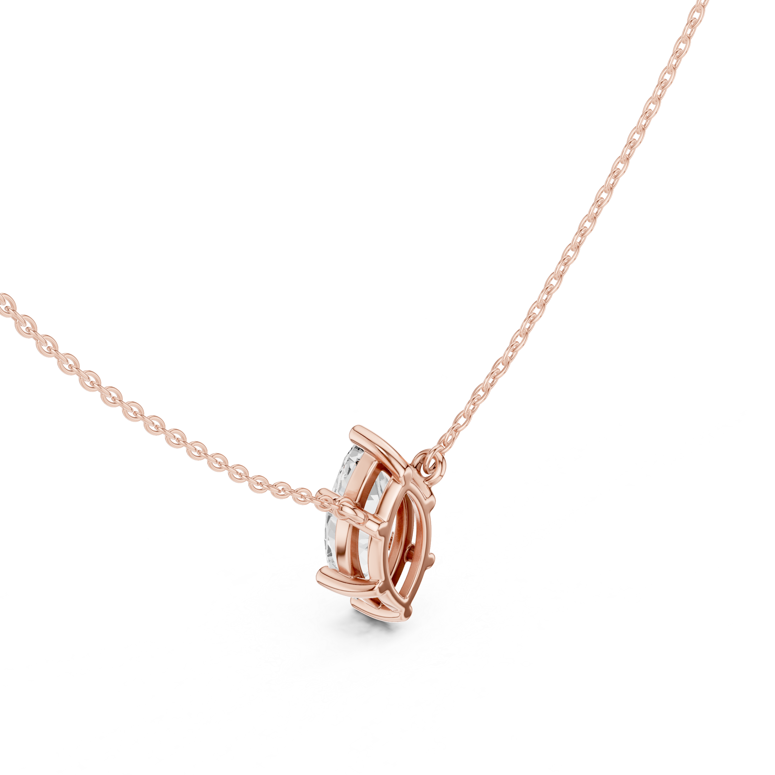 Marquise Cut Moissanite Diamond Solitaire Pendant Necklace in Solid Gold