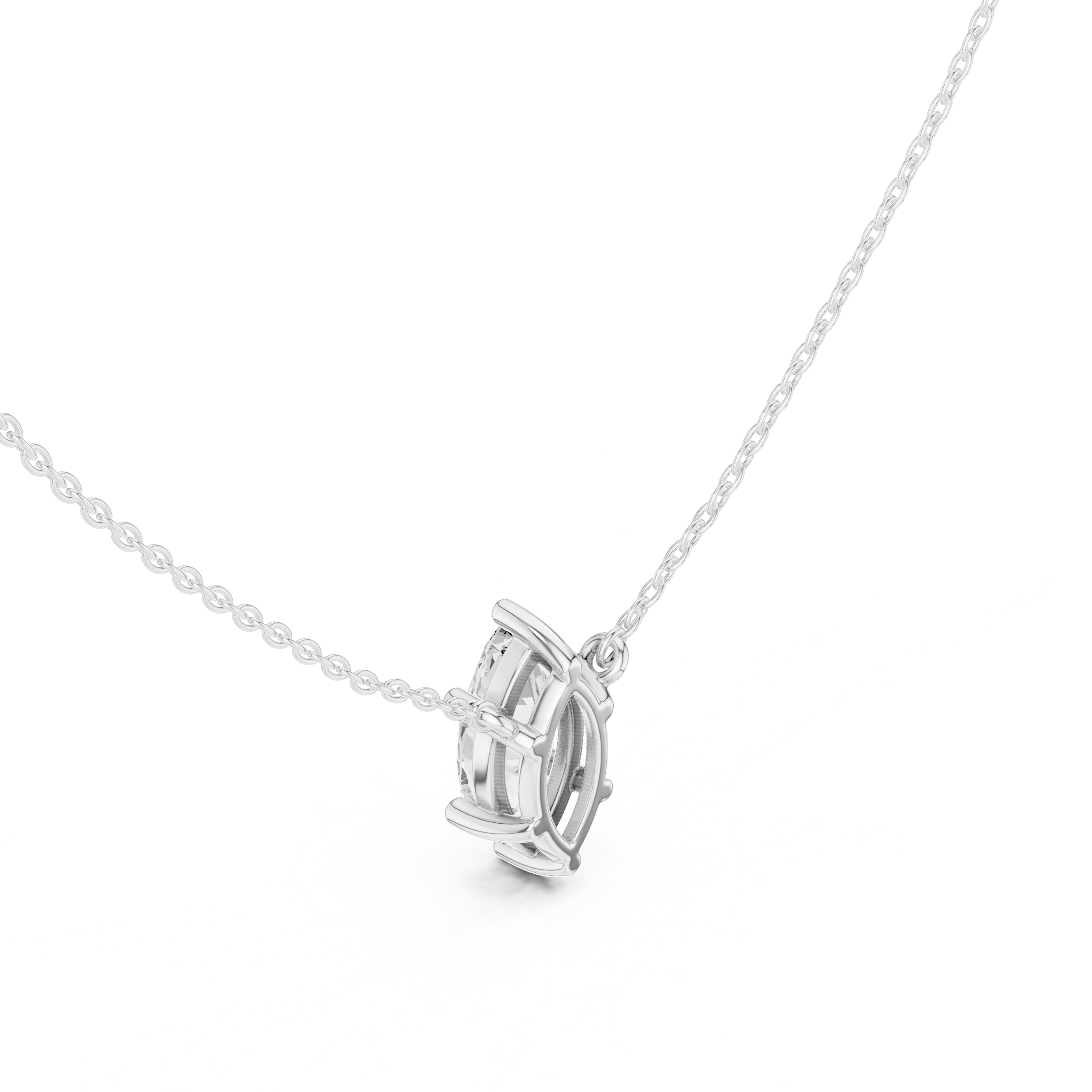 Marquise Cut Moissanite Diamond Solitaire Pendant Necklace in Solid Gold