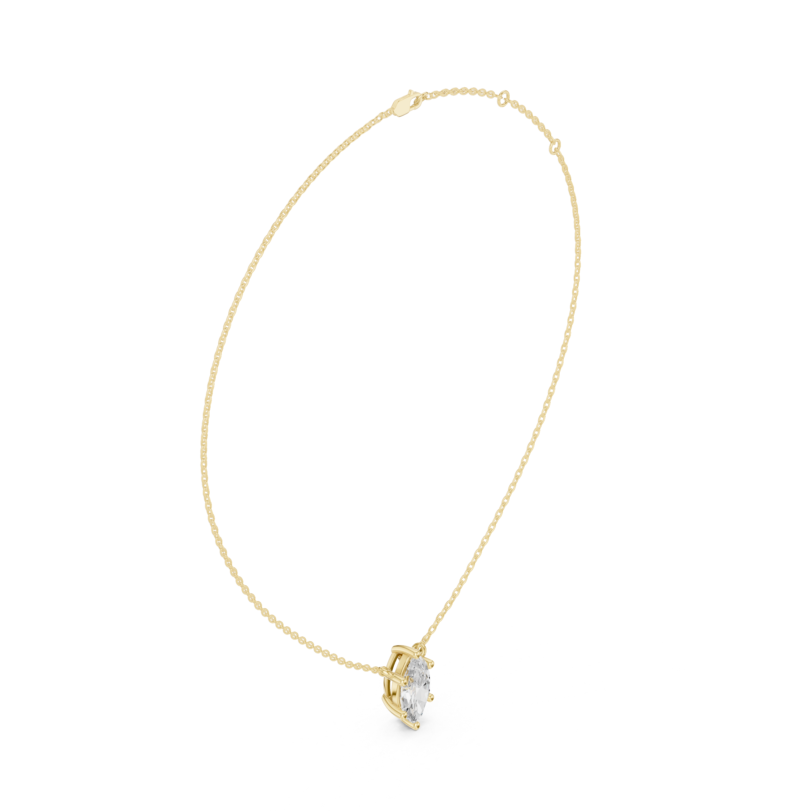 Marquise Cut Moissanite Diamond Solitaire Pendant Necklace in Solid Gold