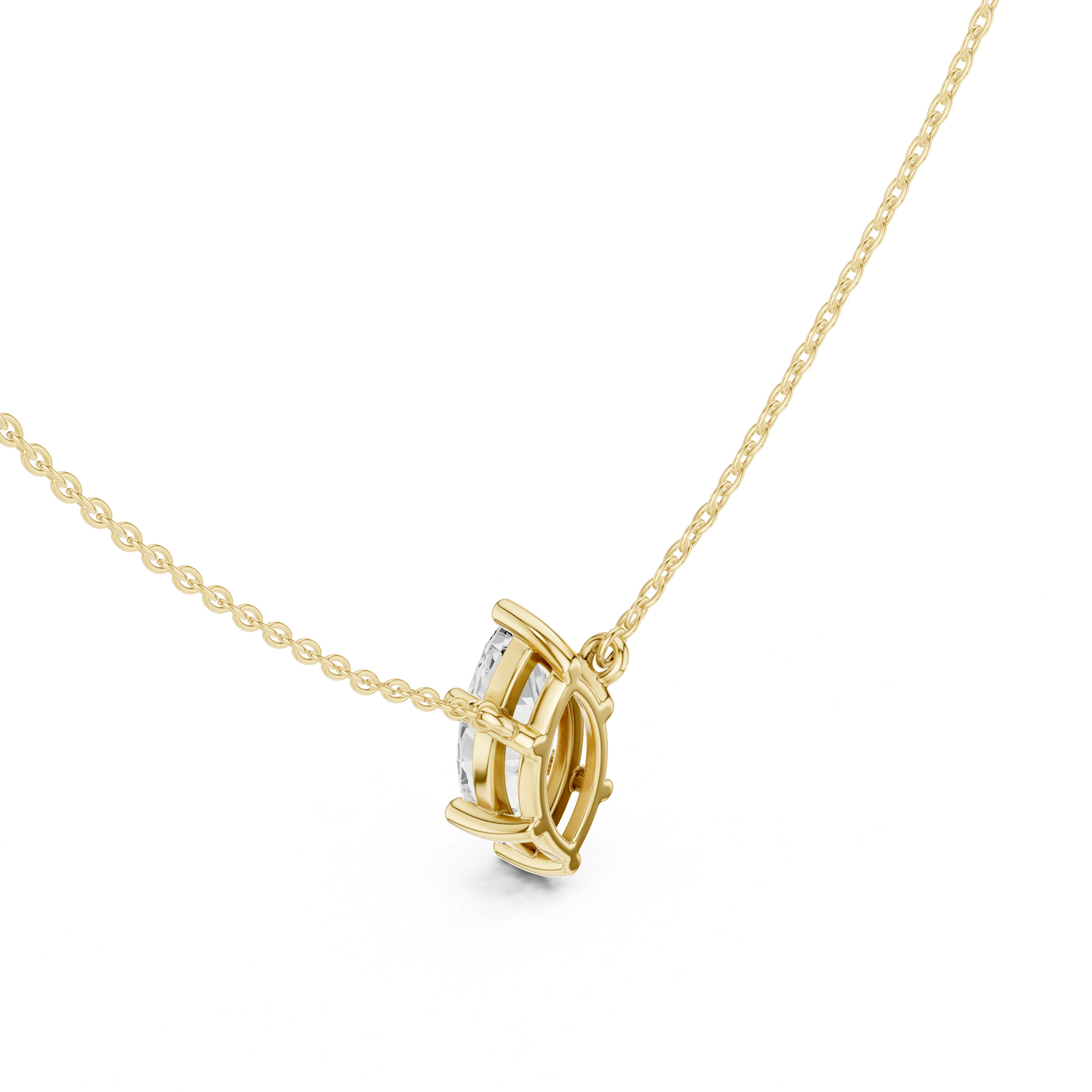Marquise Cut Moissanite Diamond Solitaire Pendant Necklace in Solid Gold