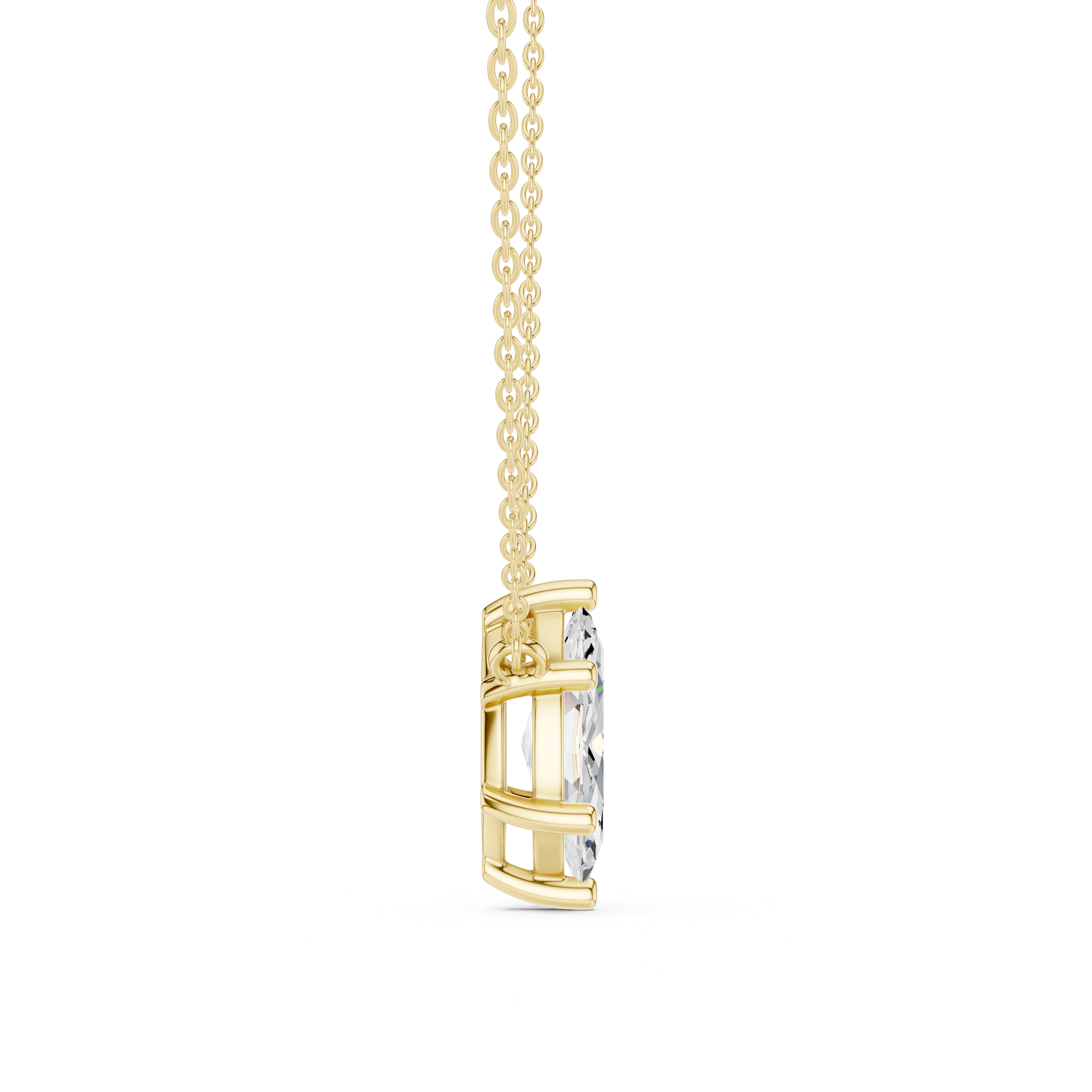 Marquise Cut Moissanite Diamond Solitaire Pendant Necklace in Solid Gold