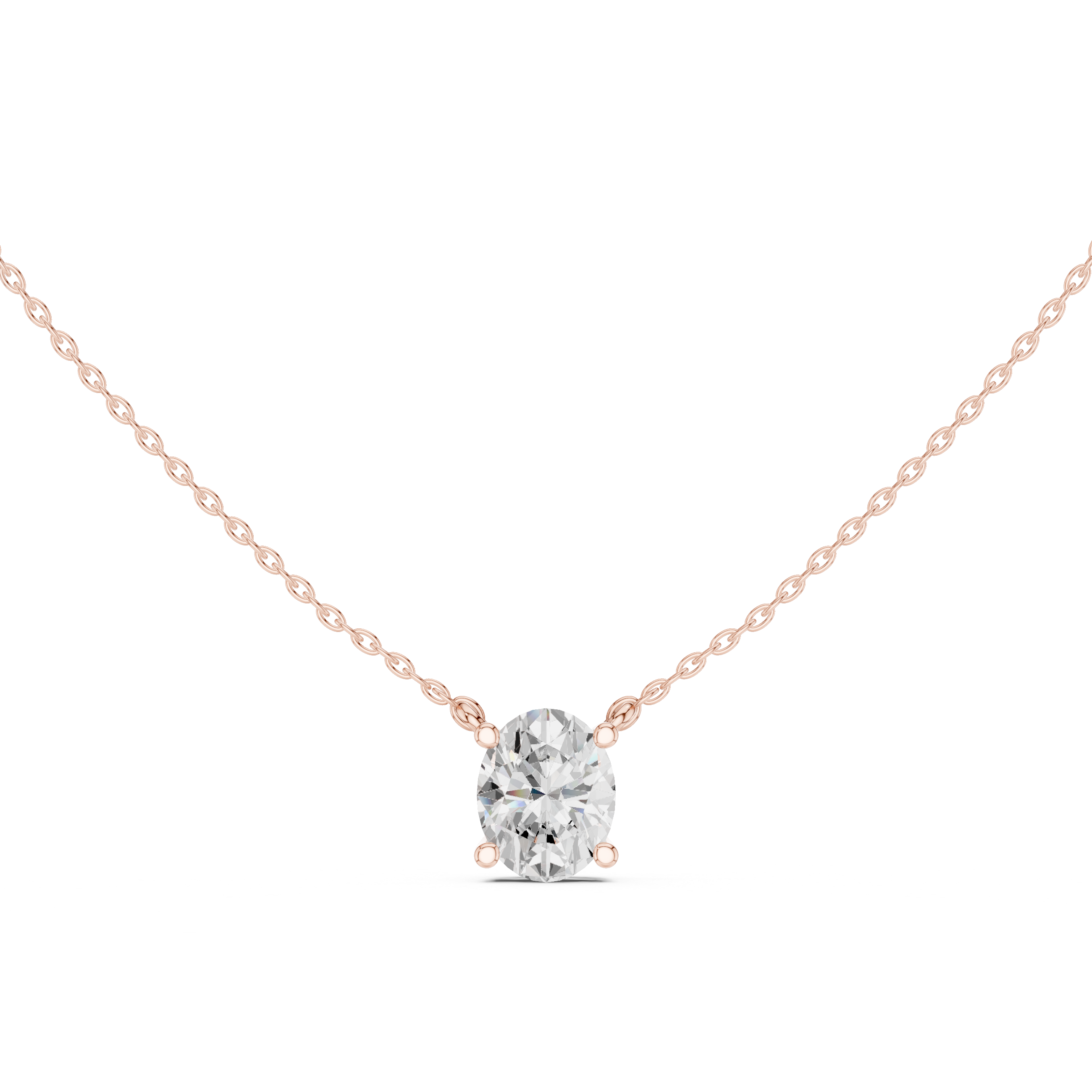 Oval Cut Moissanite Diamond Solitaire Pendant Necklace in Solid Gold