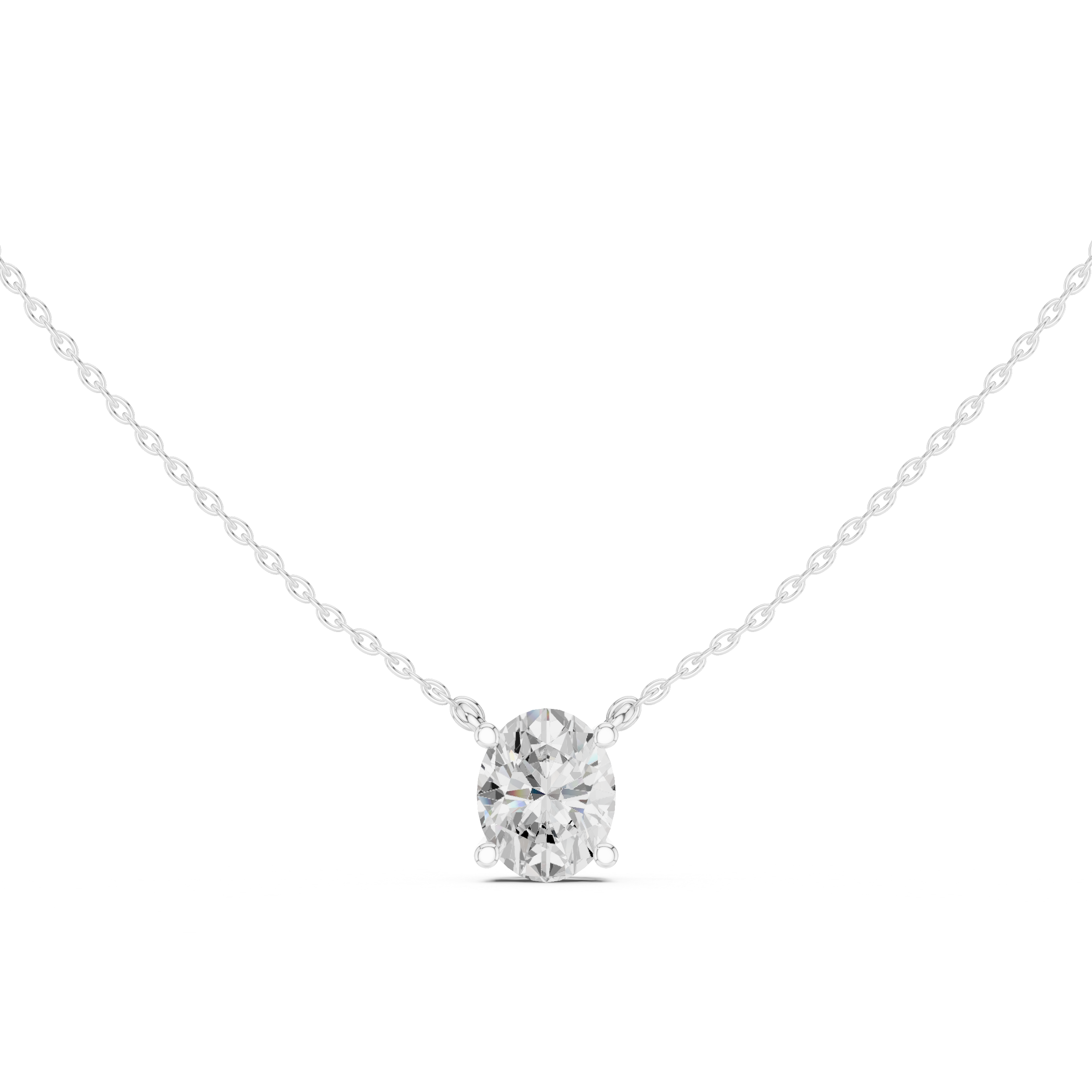 Oval Cut Moissanite Diamond Solitaire Pendant Necklace in Solid Gold
