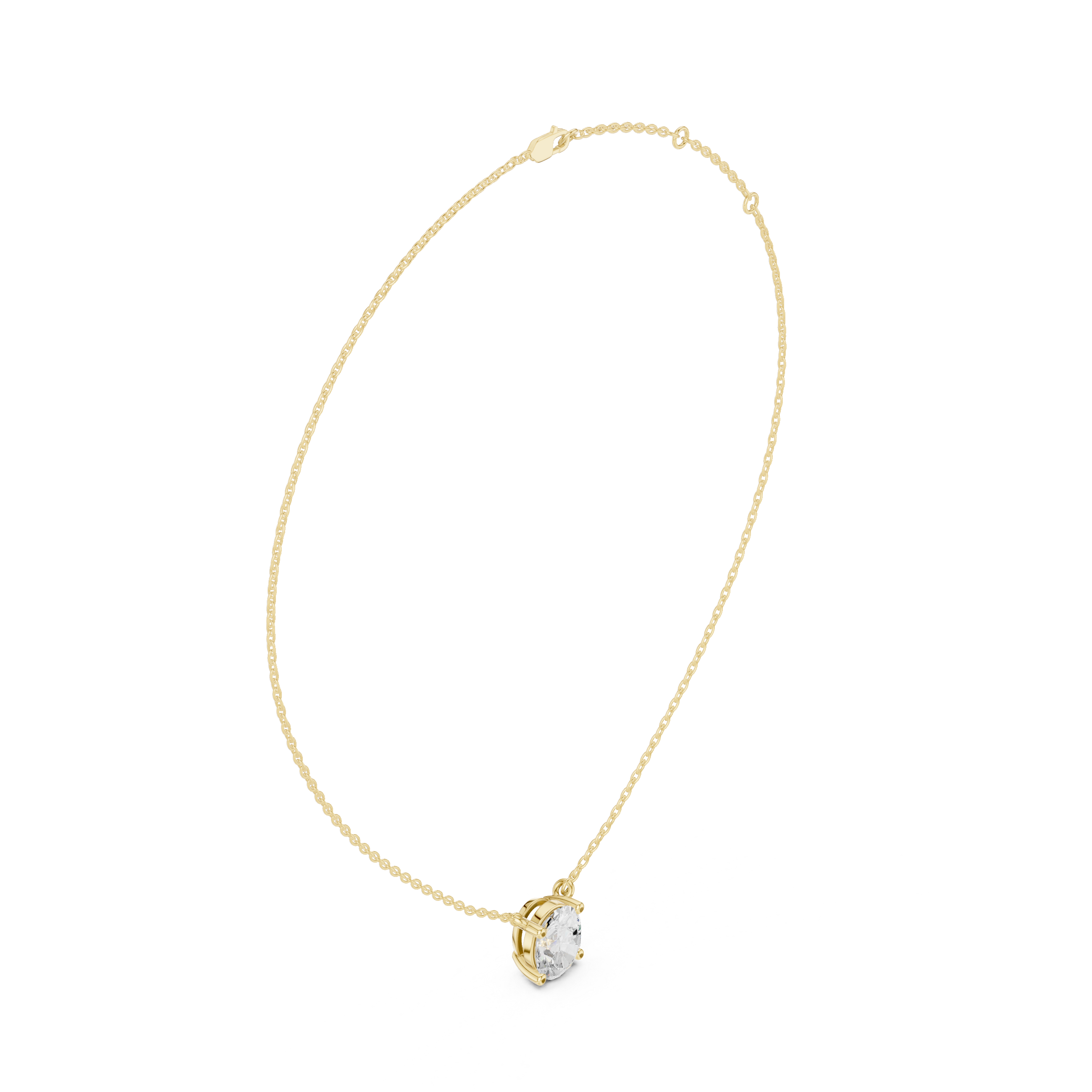 Oval Cut Moissanite Diamond Solitaire Pendant Necklace in Solid Gold