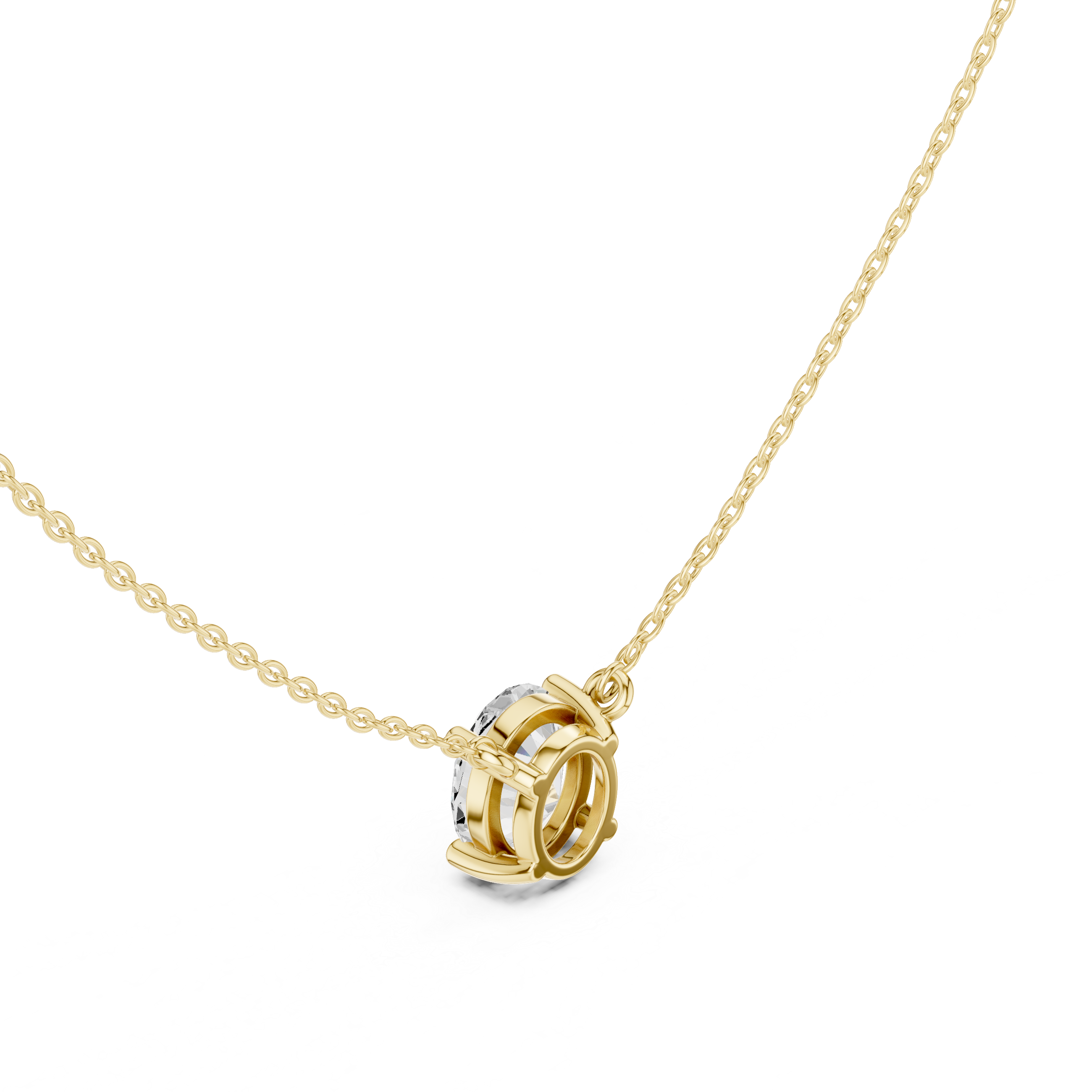 Oval Cut Moissanite Diamond Solitaire Pendant Necklace in Solid Gold