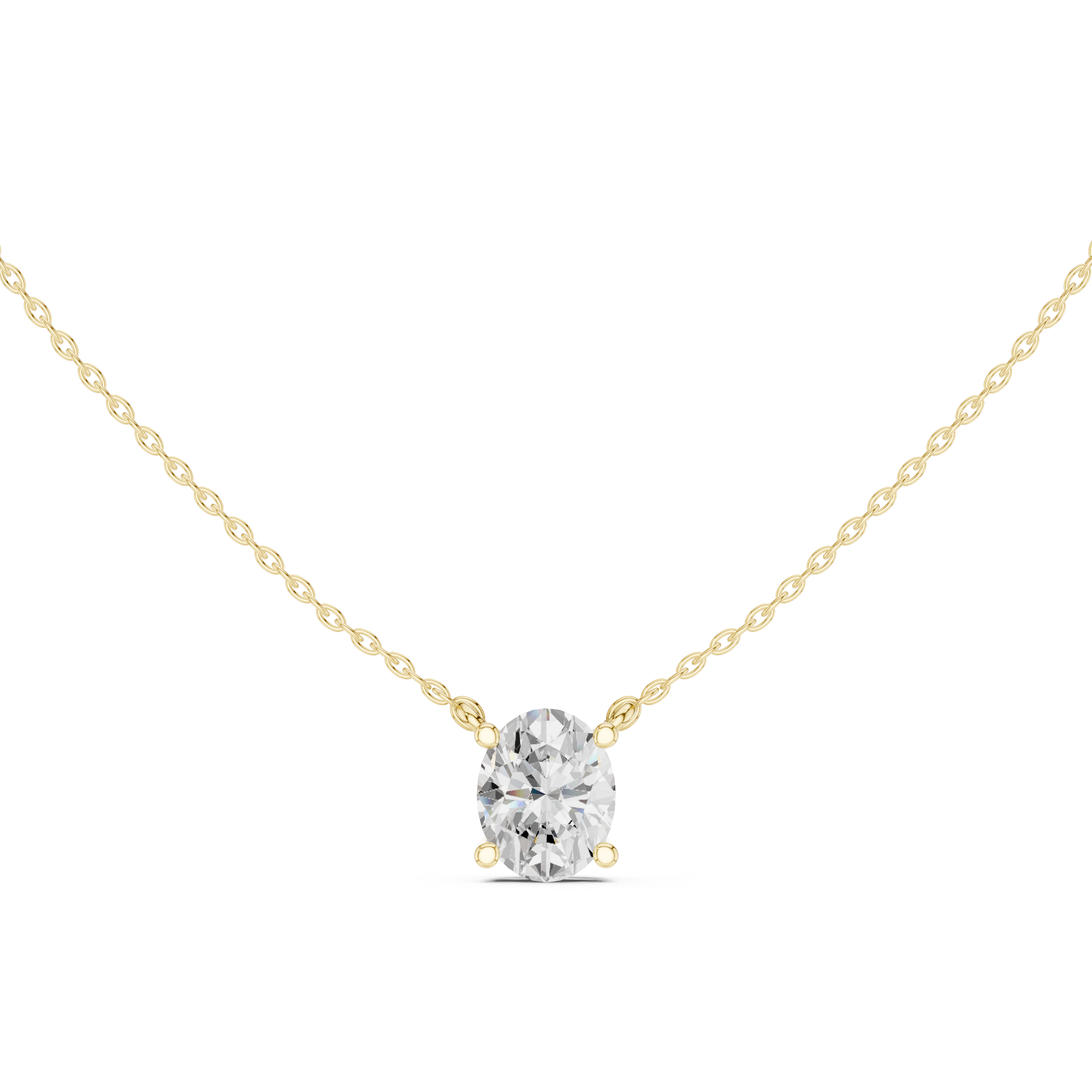 Oval Cut Moissanite Diamond Solitaire Pendant Necklace in Solid Gold
