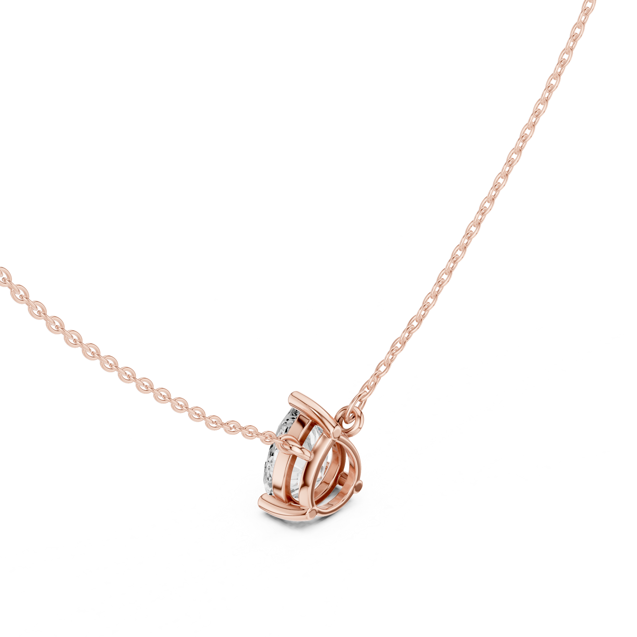 Pear Cut Moissanite Diamond Solitaire Pendant Necklace in Solid Gold
