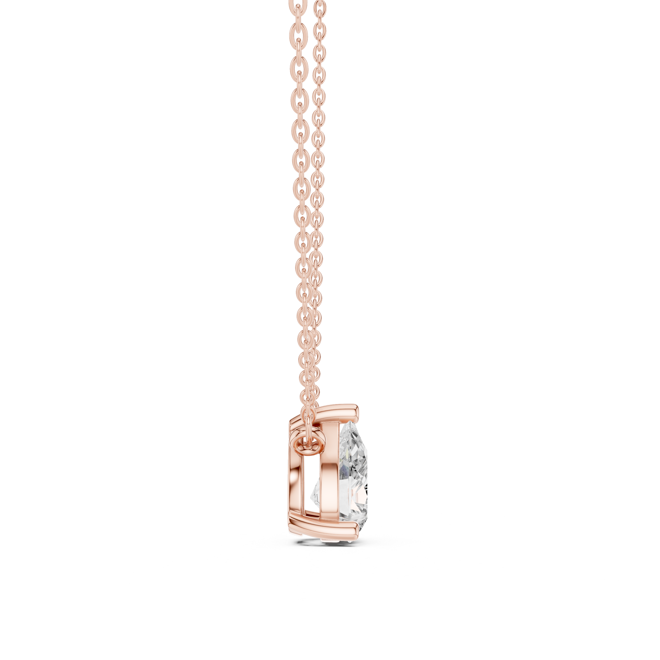 Pear Cut Moissanite Diamond Solitaire Pendant Necklace in Solid Gold