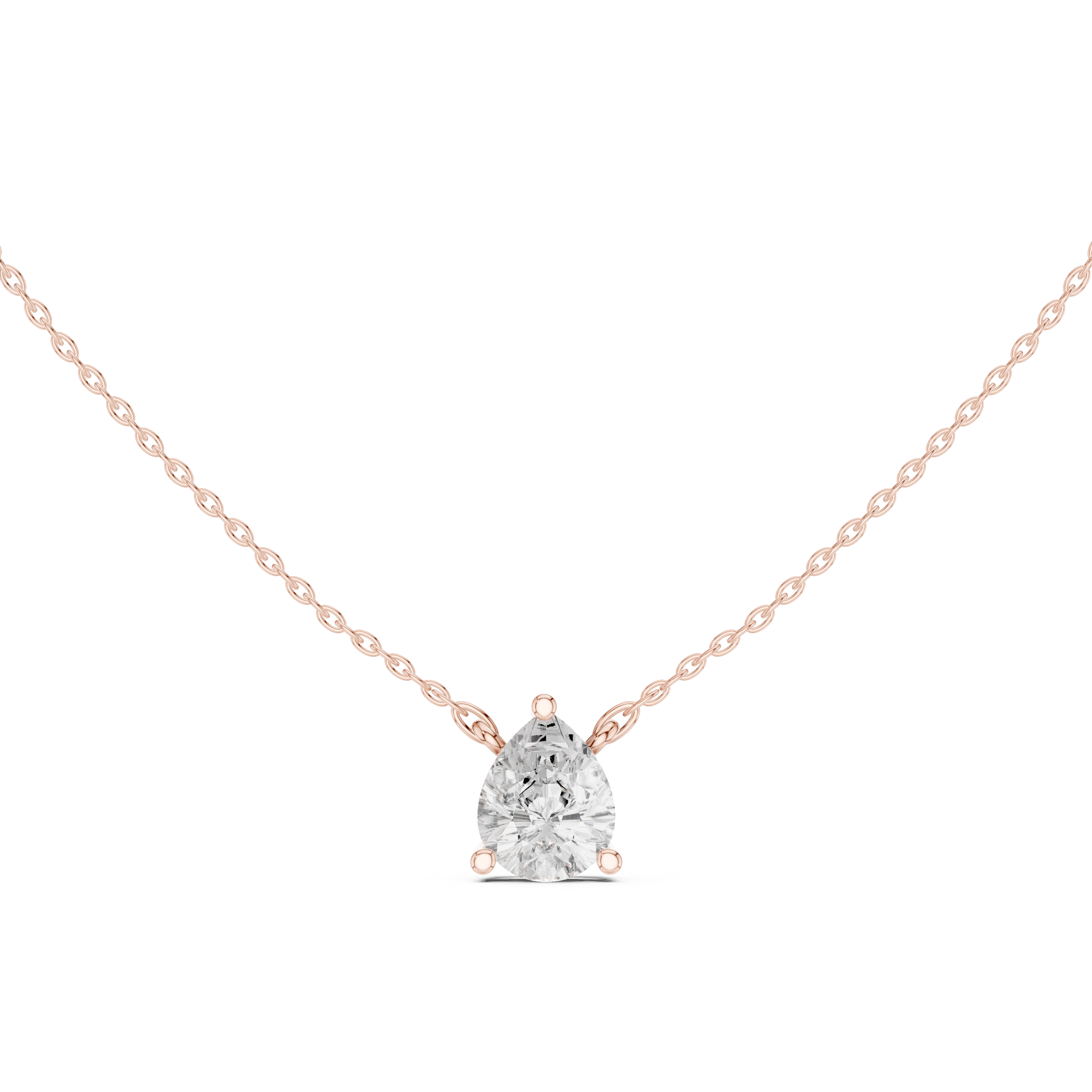 Pear Cut Moissanite Diamond Solitaire Pendant Necklace in Solid Gold