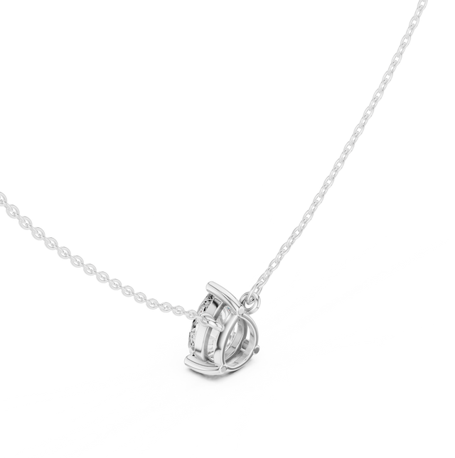 Pear Cut Moissanite Diamond Solitaire Pendant Necklace in Solid Gold