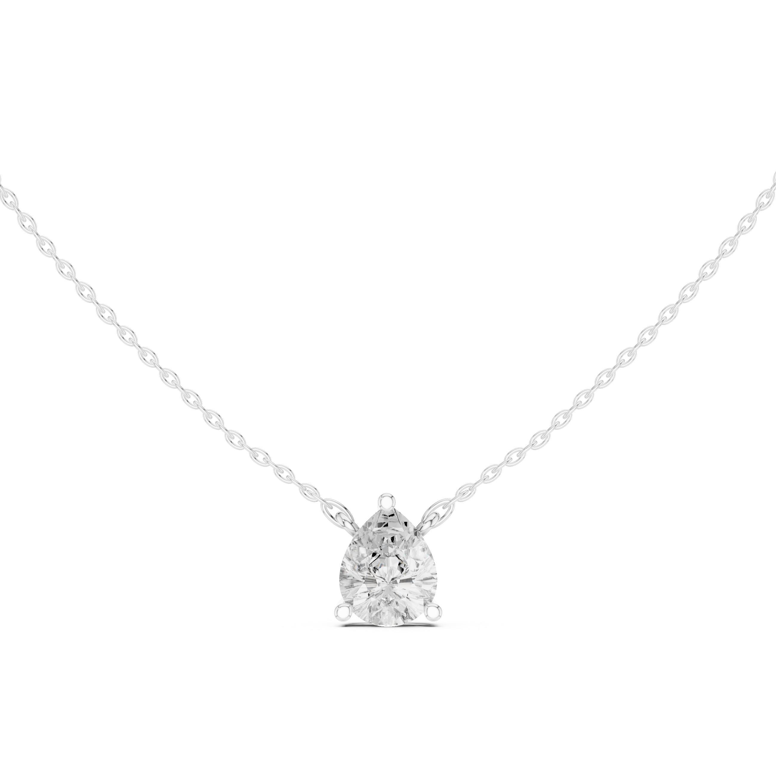 Pear Cut Moissanite Diamond Solitaire Pendant Necklace in Solid Gold