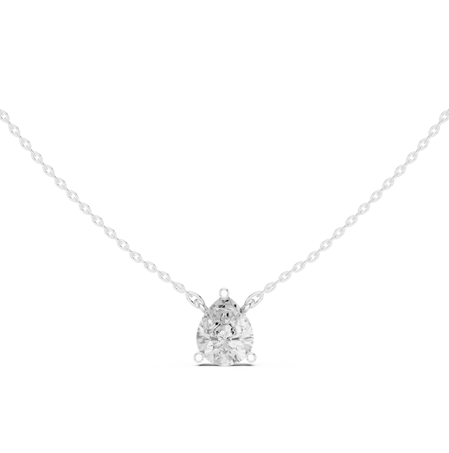 Pear Cut Moissanite Diamond Solitaire Pendant Necklace in Solid Gold