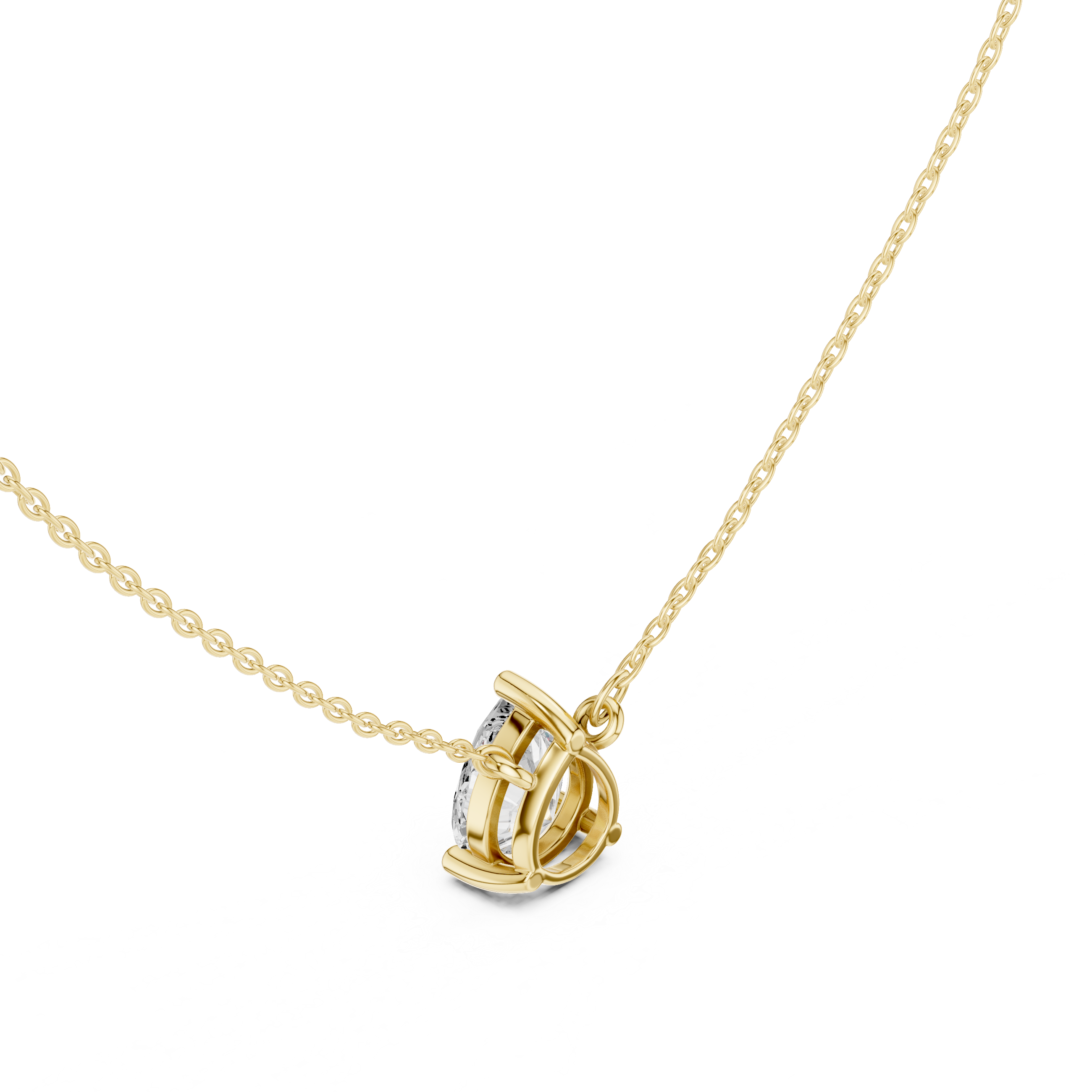 Pear Cut Moissanite Diamond Solitaire Pendant Necklace in Solid Gold