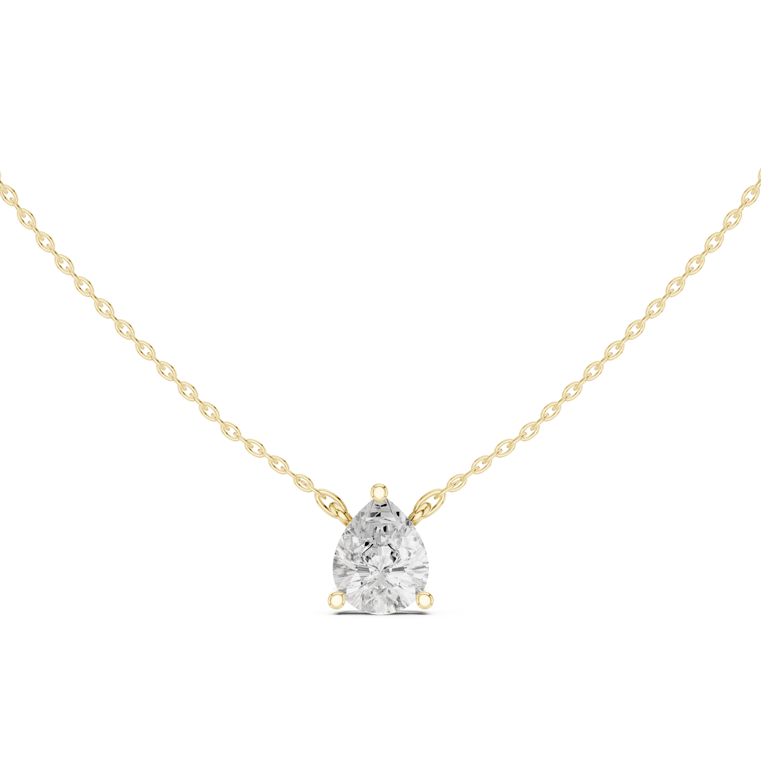 Pear Cut Moissanite Diamond Solitaire Pendant Necklace in Solid Gold