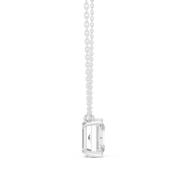 Radiant Cut Moissanite Diamond Solitaire Pendant Necklace in Solid Gold