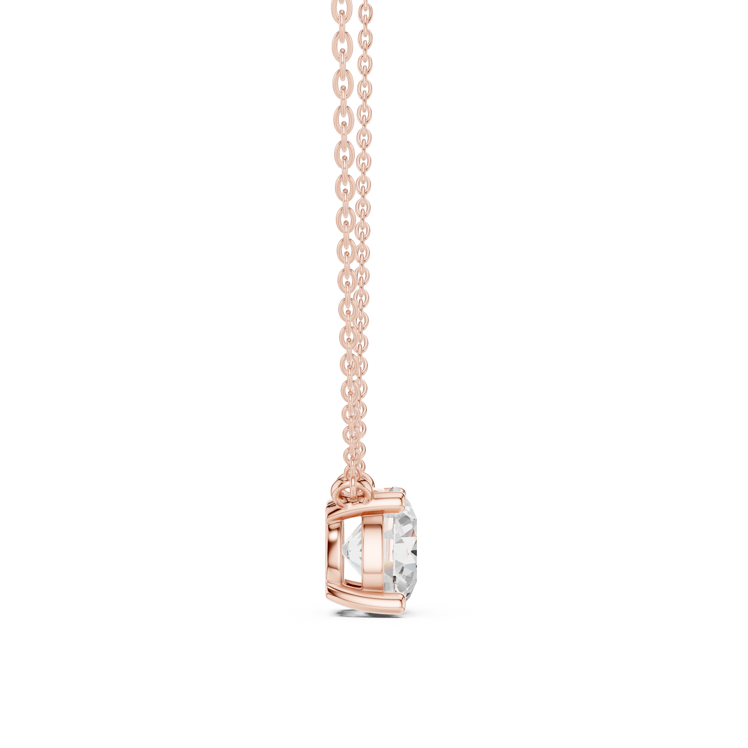 Round Cut Moissanite Diamond Solitaire Pendant Necklace in Solid Gold