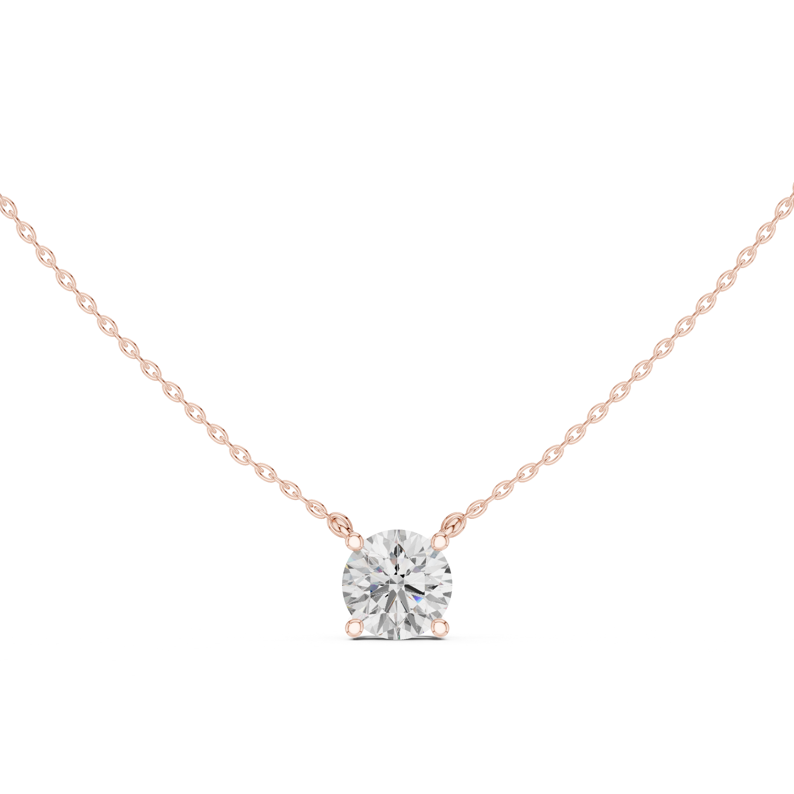 Round Cut Moissanite Diamond Solitaire Pendant Necklace in Solid Gold