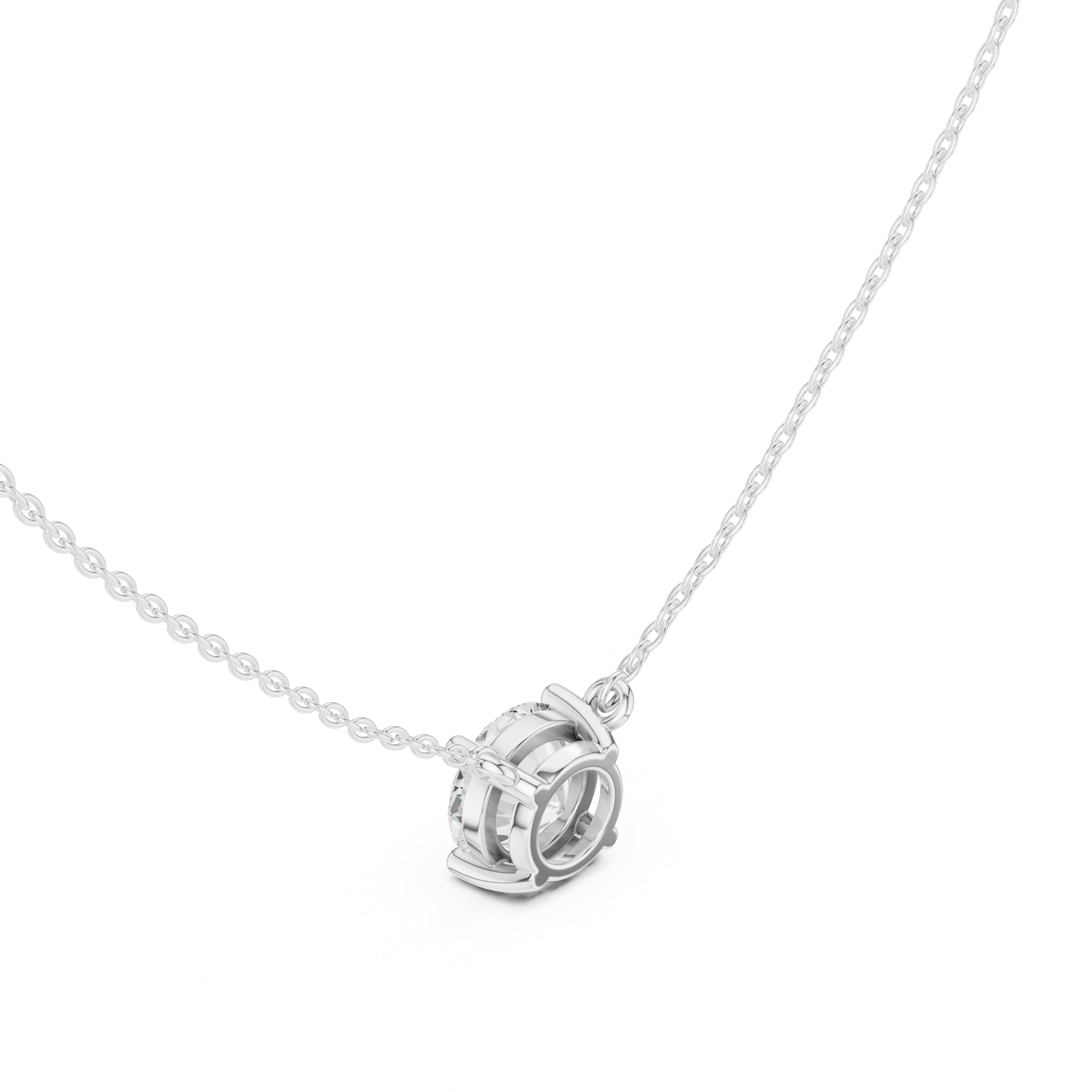 Round Cut Moissanite Diamond Solitaire Pendant Necklace in Solid Gold