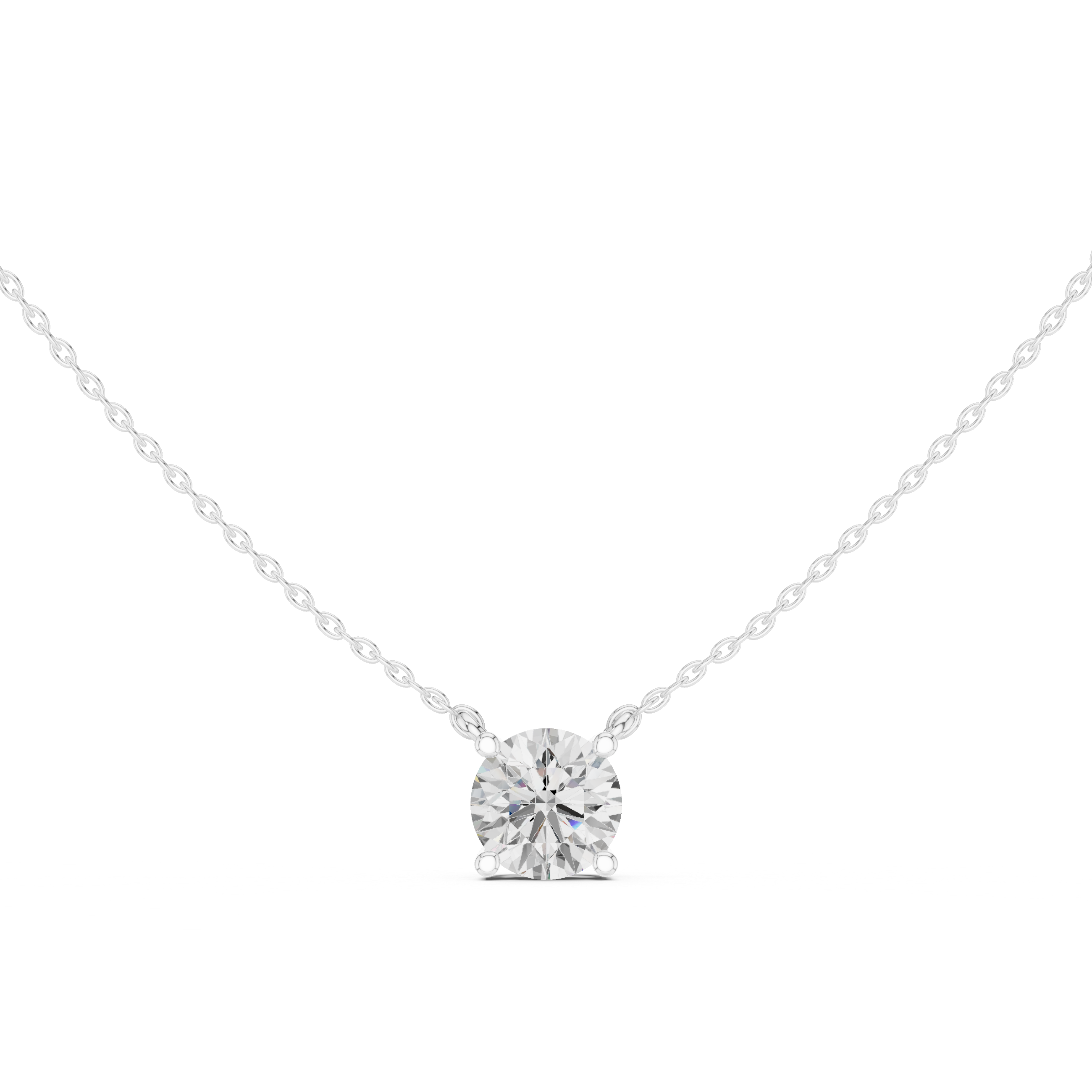 Round Cut Moissanite Diamond Solitaire Pendant Necklace in Solid Gold
