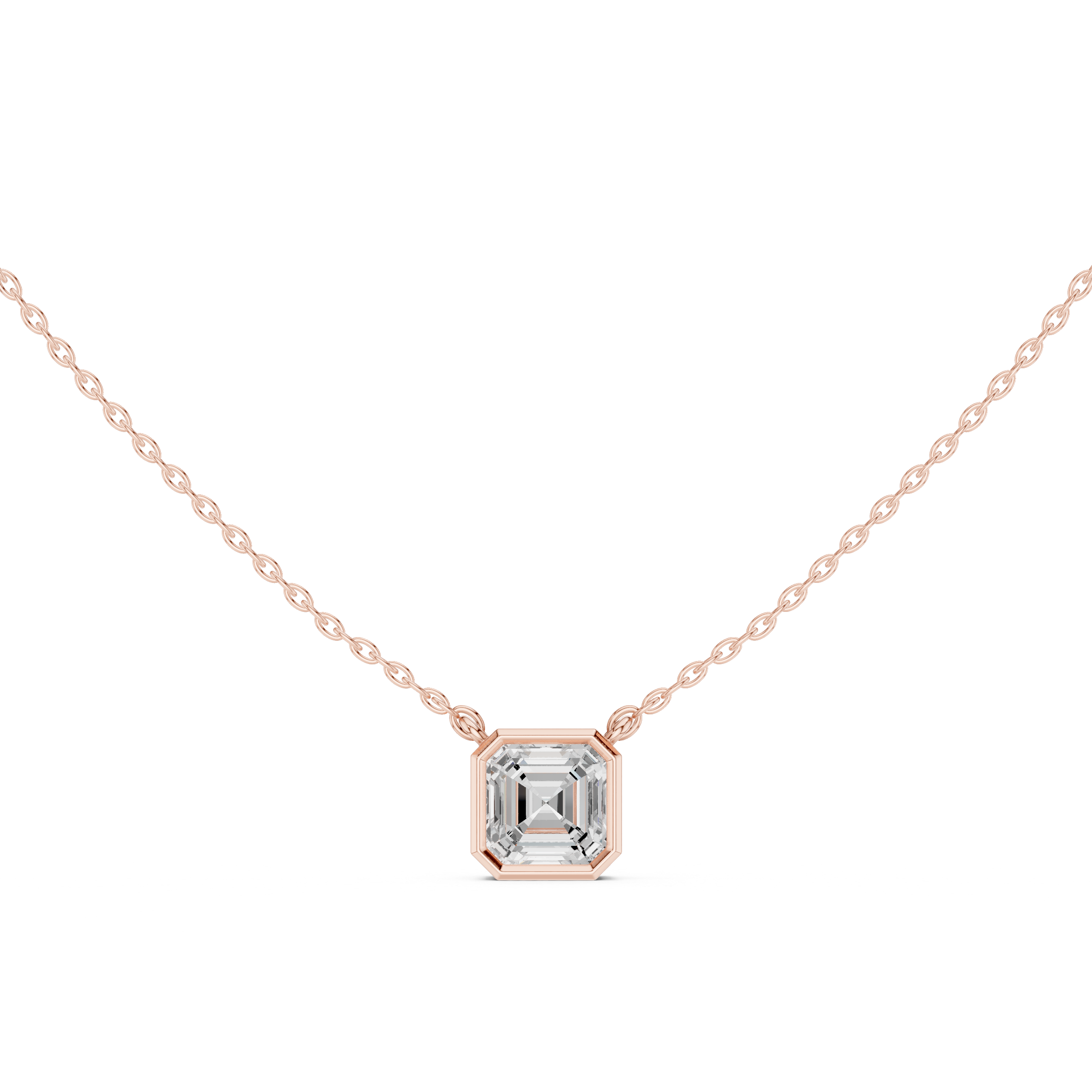 Emerald Cut Moissanite Diamond Solitaire Pendant Necklace in Solid Gold