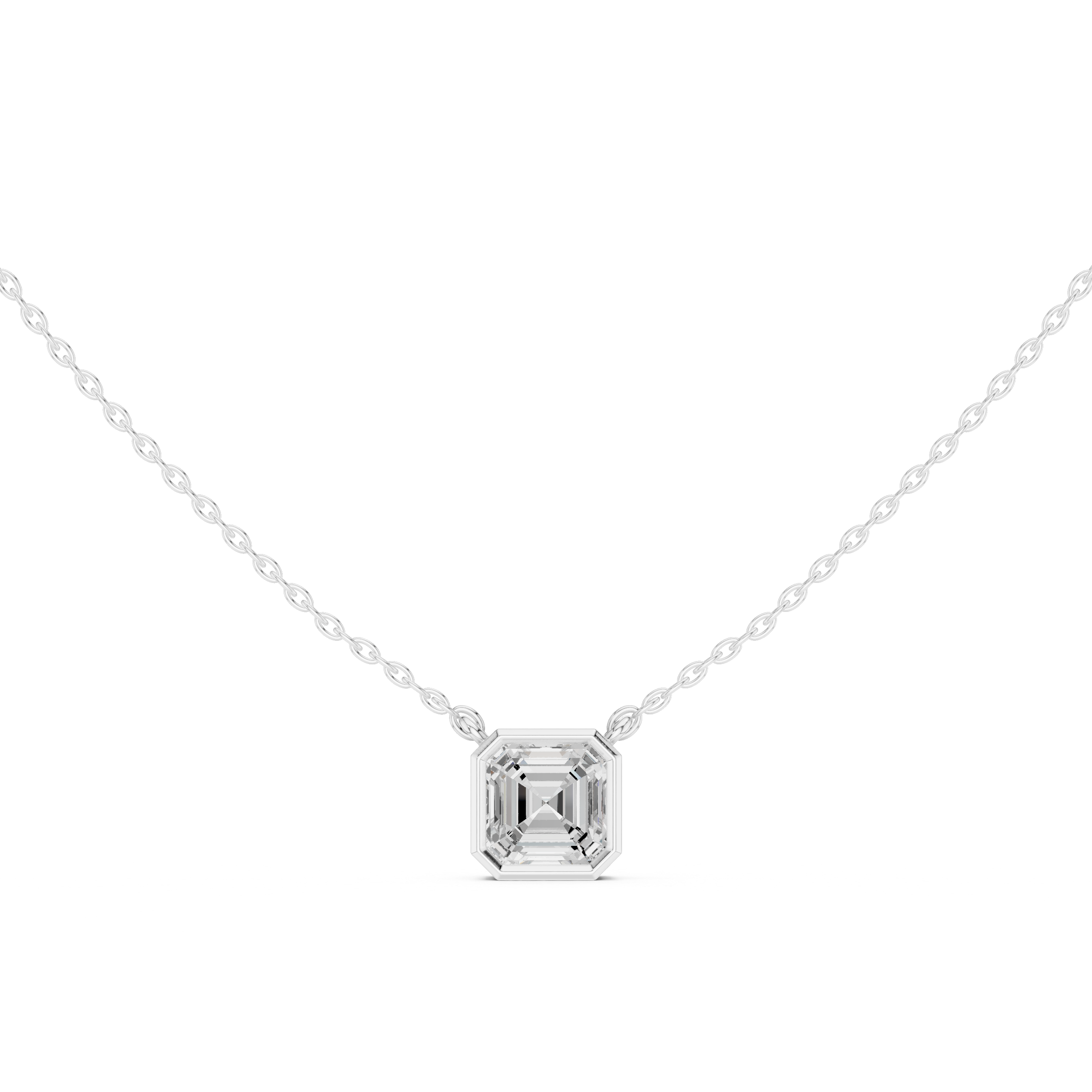 Emerald Cut Moissanite Diamond Solitaire Pendant Necklace in Solid Gold