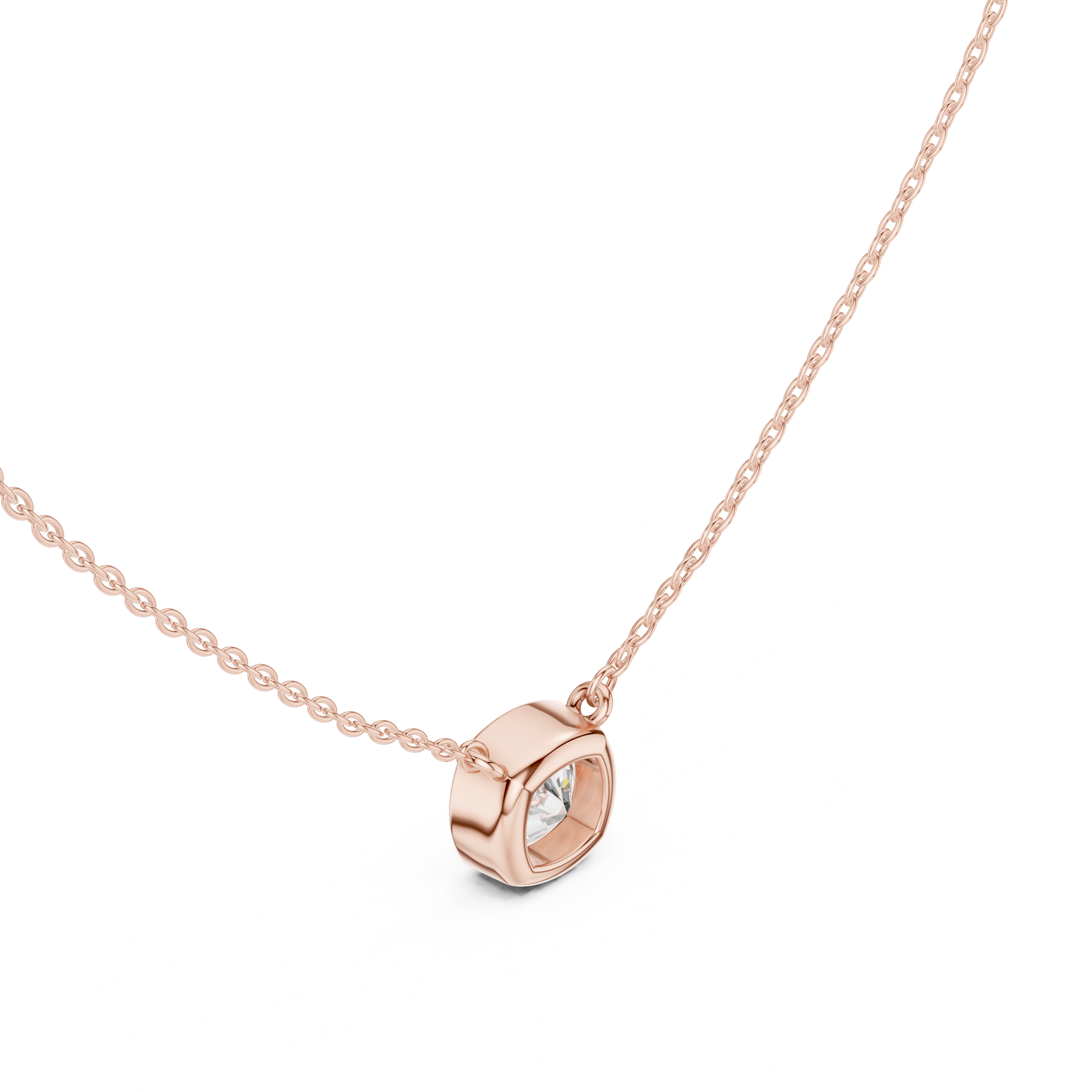 Cushion Cut Moissanite Diamond Solitaire Pendant Necklace in Solid Gold