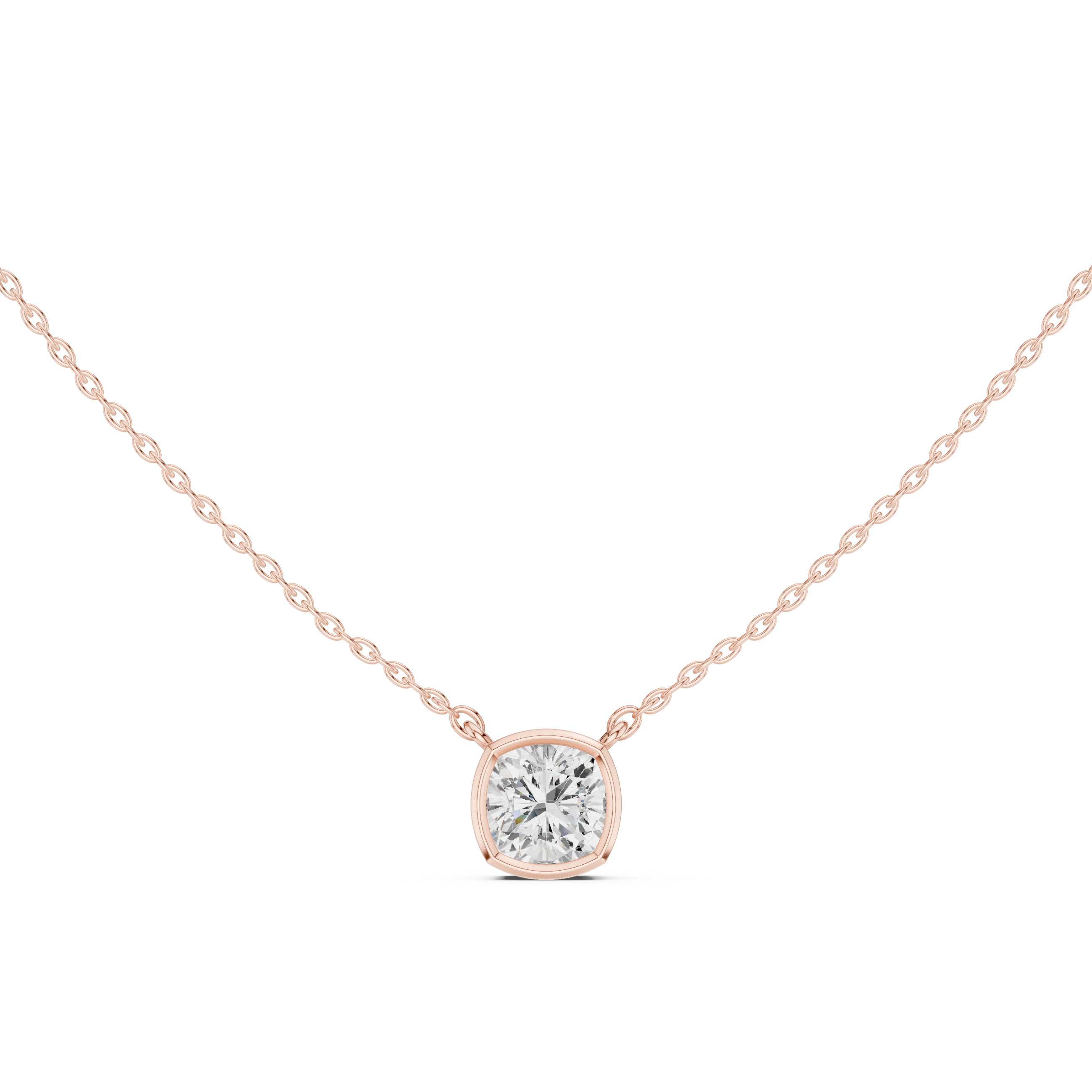 Cushion Cut Moissanite Diamond Solitaire Pendant Necklace in Solid Gold