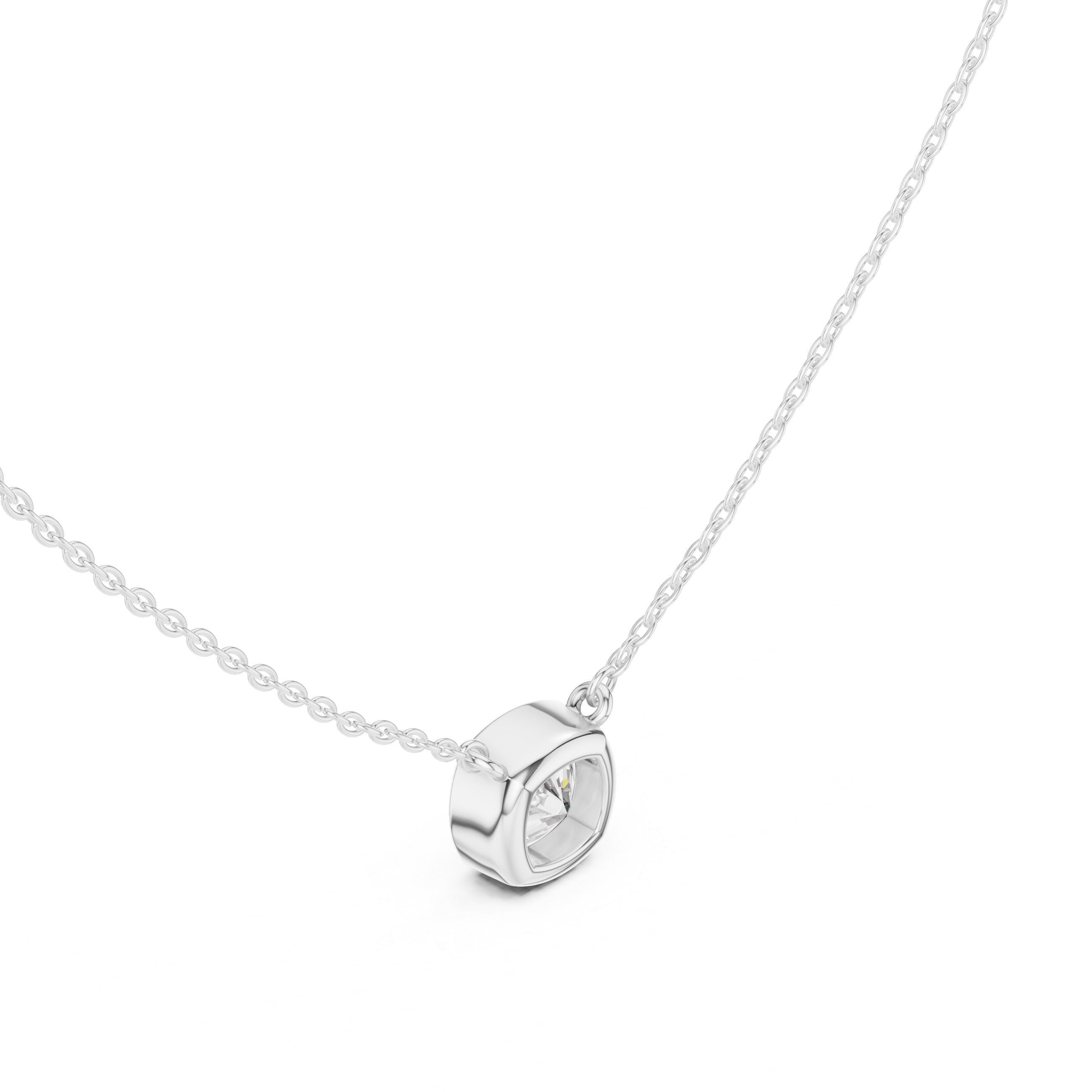 Cushion Cut Moissanite Diamond Solitaire Pendant Necklace in Solid Gold