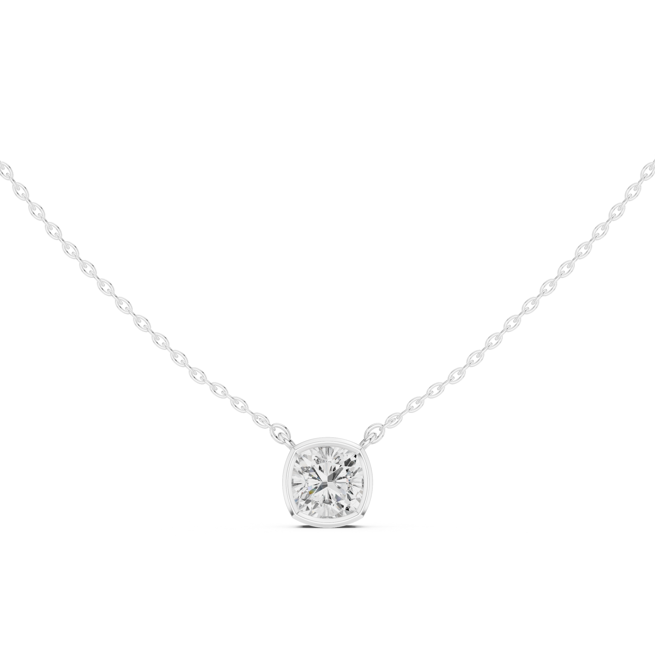 Cushion Cut Moissanite Diamond Solitaire Pendant Necklace in Solid Gold